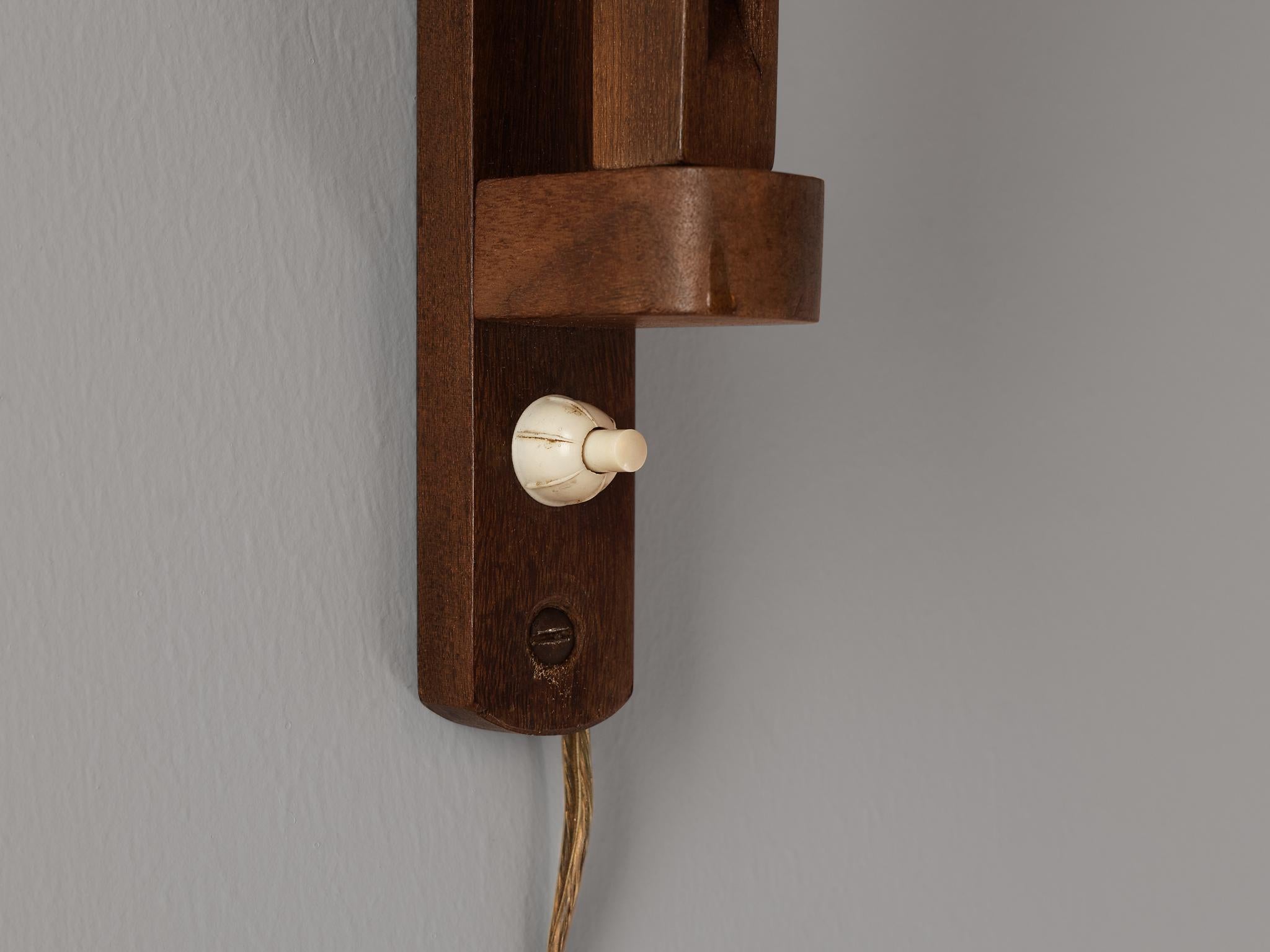 Danish ‘Scissor’ Extendable Wall Lamp in Teak and Fabric 1