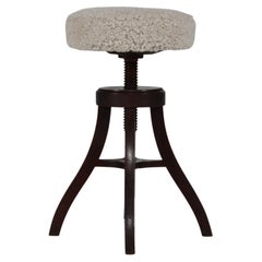 Sedia scultorea danese girevole a 3 gambe per artisti/bar con seduta in pelle di pecora del 1920