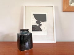 Dänische skulpturale dunkelbraun-blaue Steingutvase von Jytte Trebbien, 1970er Jahre