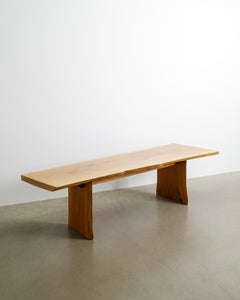 Consola escultórica danesa de forma libre Mesa-banco de madera de roble macizo, años 70
