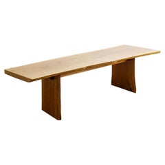 Consola escultórica danesa de forma libre Mesa-banco de madera de roble macizo, años 70