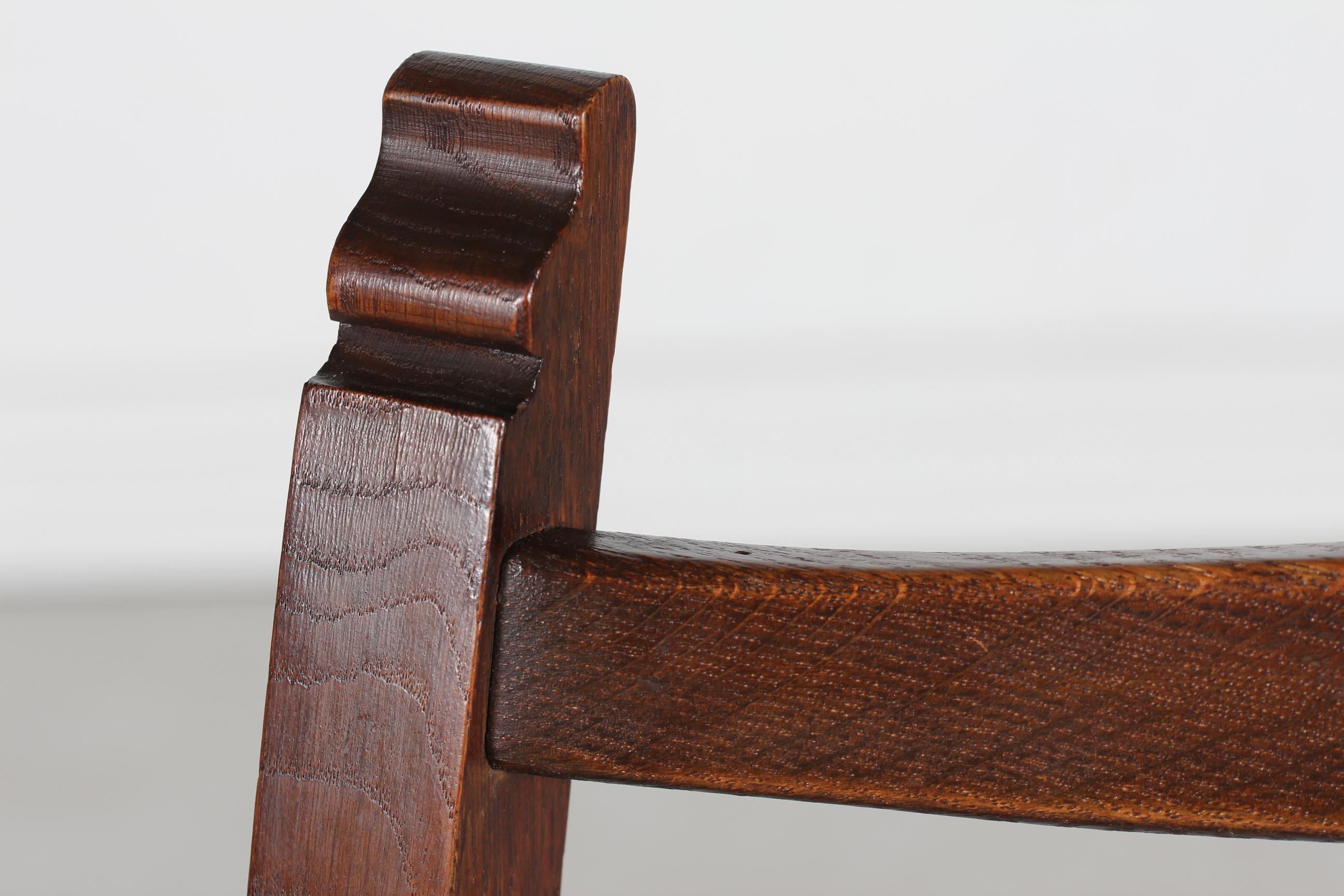 Danish Sculptural Handcrafted Armchair of Solid Oak with New Sheepskin 1940s im Angebot 2