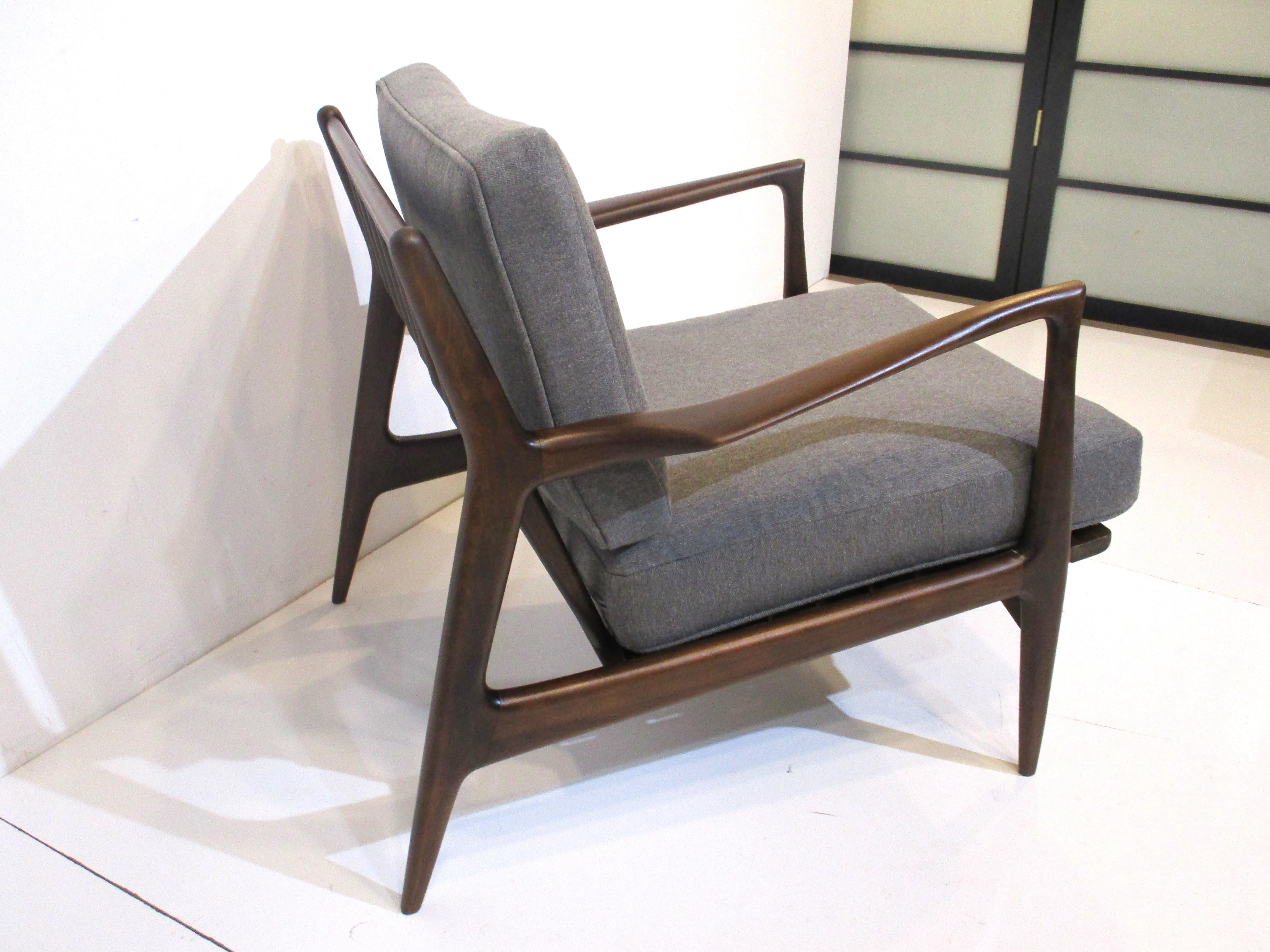 Upholstery Danish Sculptural lounge Chair by I.B. Kofod Larsen