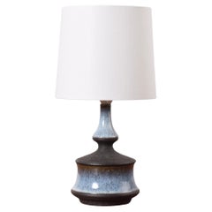 Danish Sculptural Table Lamp Blue Brown by Helge Bjufstrøm, Modern Ceramic 1970s