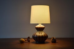 Danish Sculptural Table Lamp with Brown Stripes by Eva & Johannes Andersen 1960s