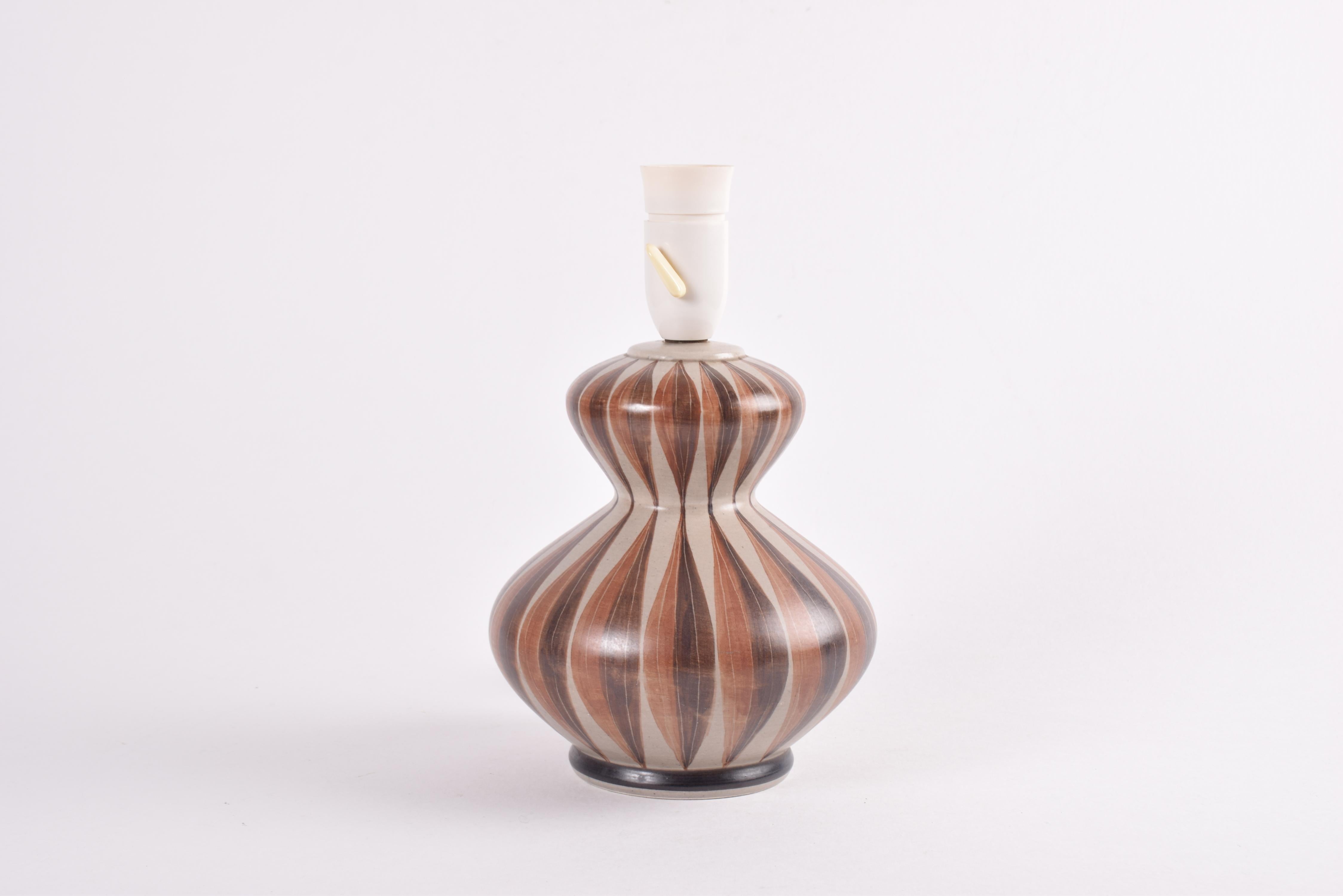 Scandinavian Modern Danish Sculptural Table Lamp with Brown Stripes by Eva & Johannes Andersen 1960s For Sale