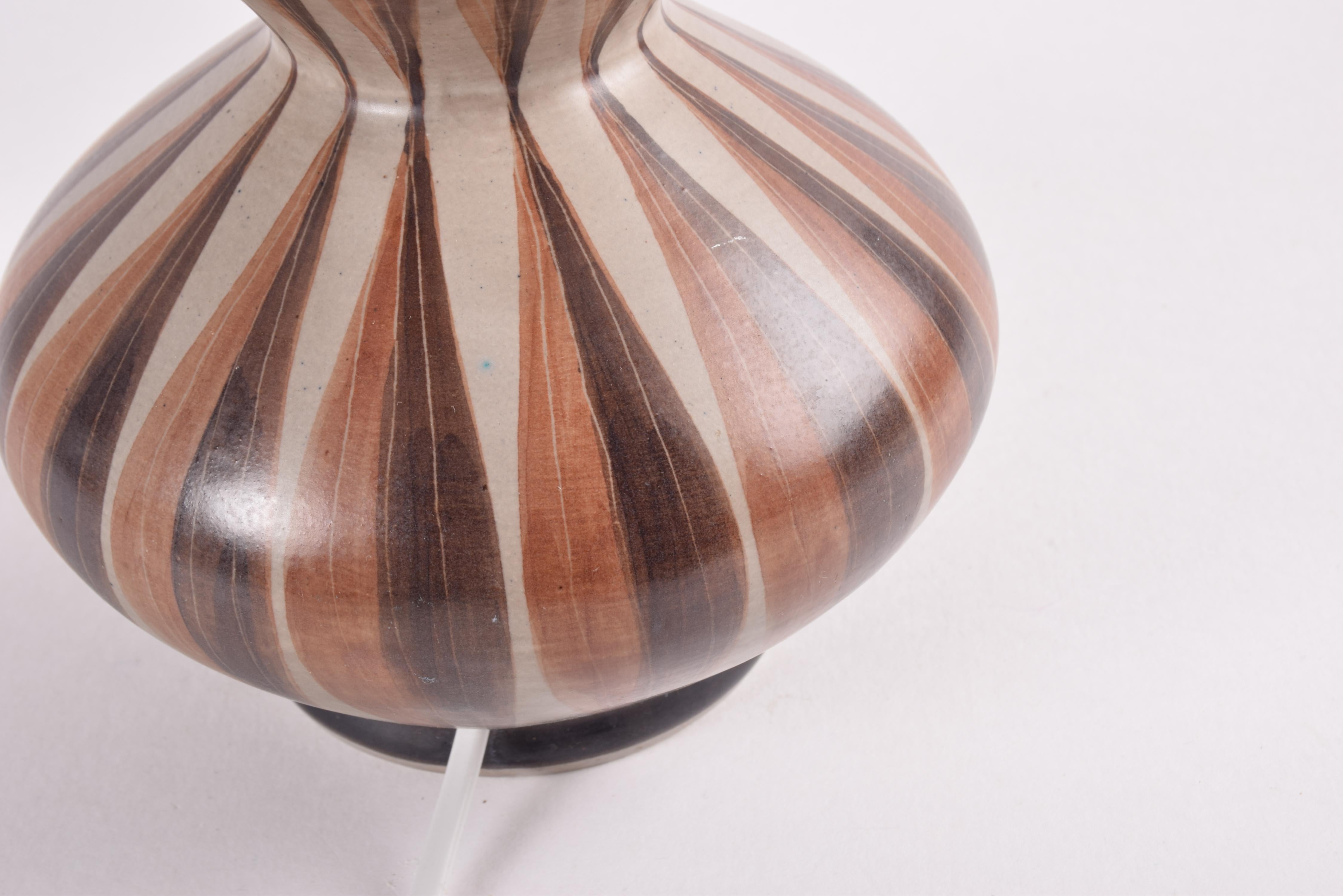 Danish Sculptural Table Lamp with Brown Stripes by Eva & Johannes Andersen 1960s In Good Condition For Sale In Aarhus C, DK