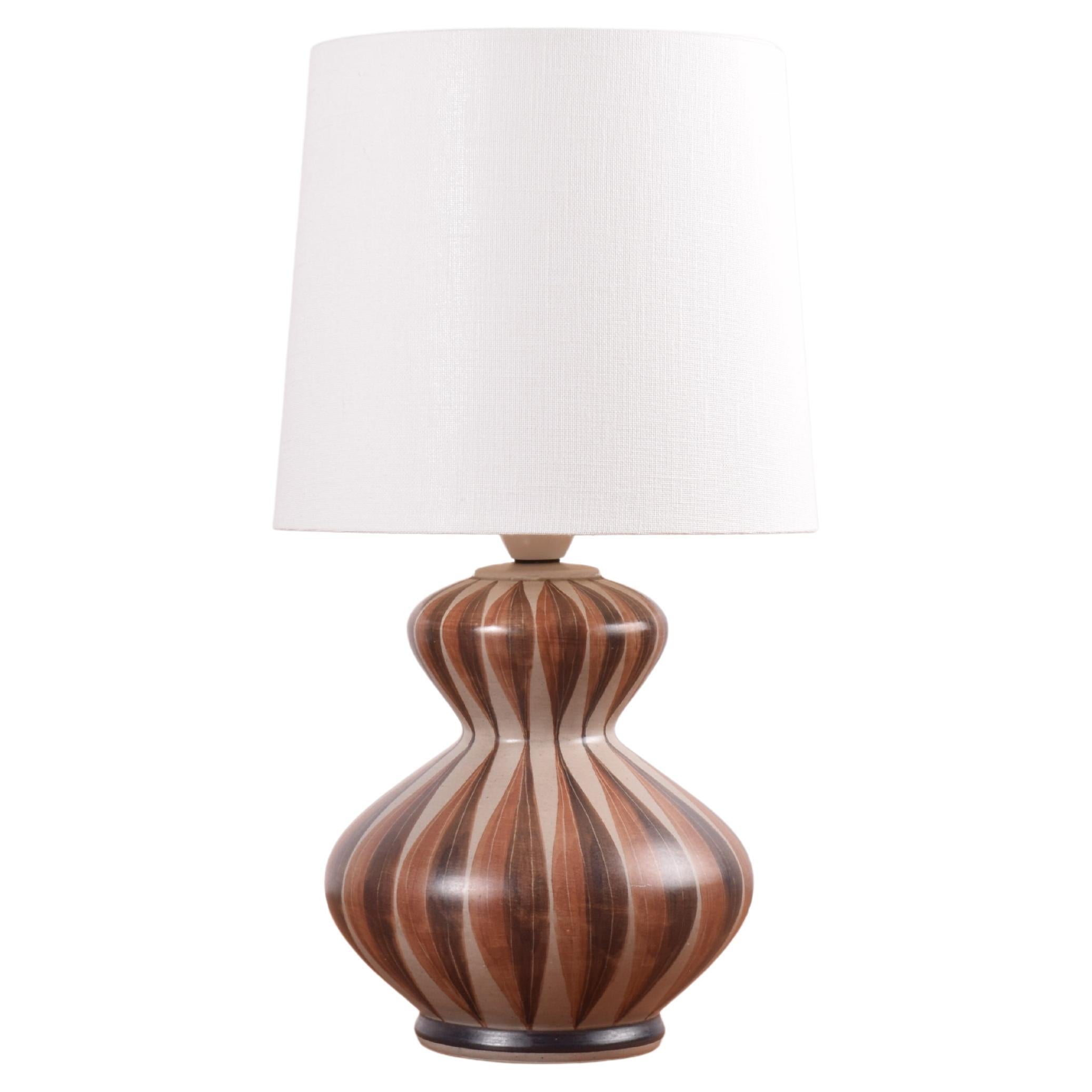 Danish Sculptural Table Lamp with Brown Stripes by Eva & Johannes Andersen 1960s For Sale