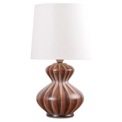 Lampada da tavolo scultorea danese con strisce marroni di Eva & Johannes Andersen 1960s