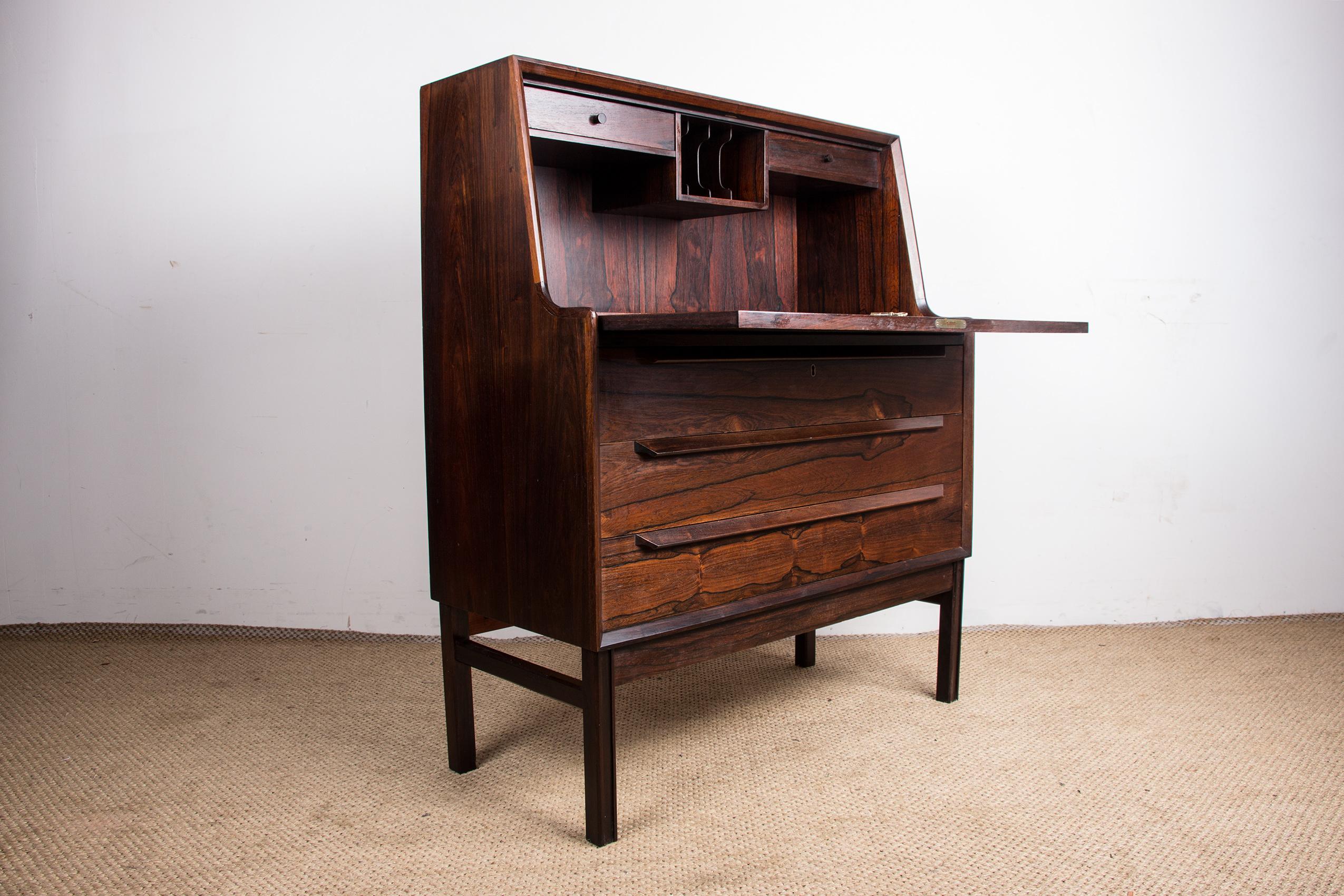 Danish Secretary in  Rosewood, Arne Wahl Iversen for Branderup Mobelfabrik 196O. For Sale 8