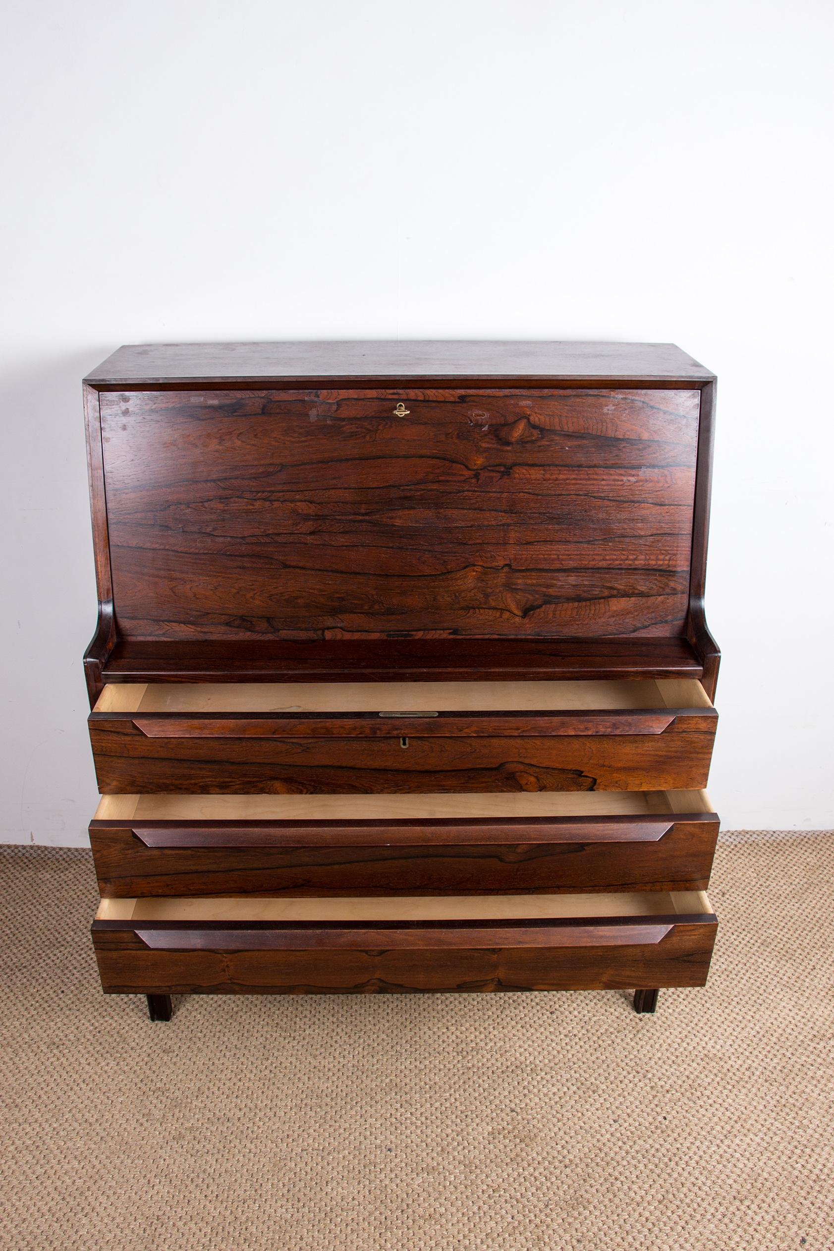 Scandinavian Modern Danish Secretary in  Rosewood, Arne Wahl Iversen for Branderup Mobelfabrik 196O. For Sale