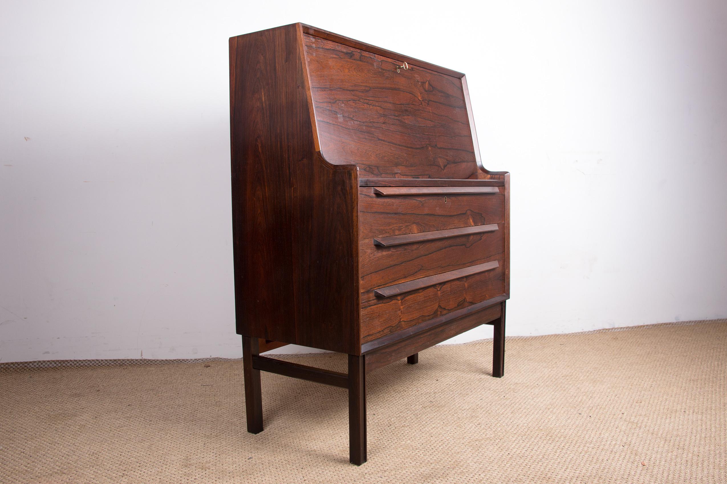 Danish Secretary in  Rosewood, Arne Wahl Iversen for Branderup Mobelfabrik 196O. For Sale 3