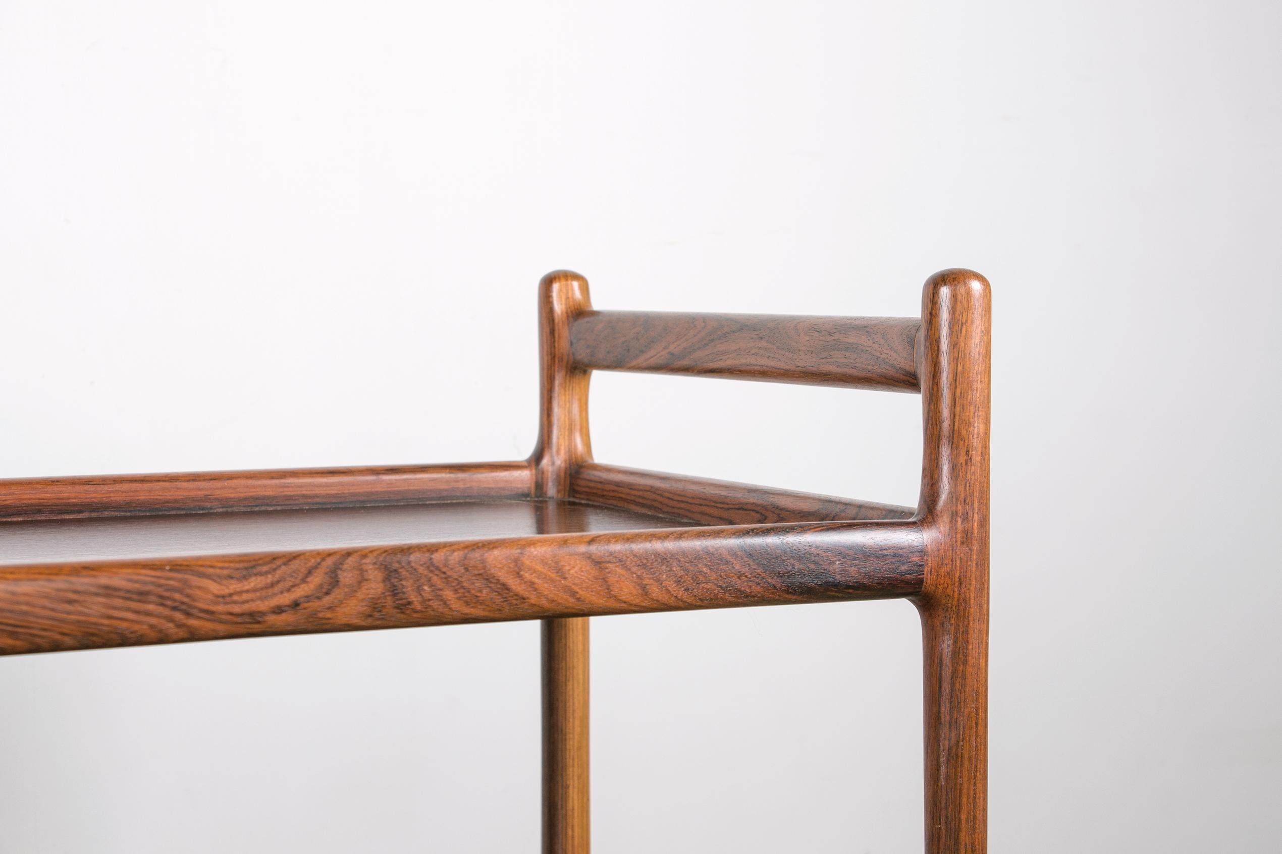Scandinavian Modern Danish Serving Trolley, 3 Levels, Rosewood, Johannes Andersen for Silkeborg 1960