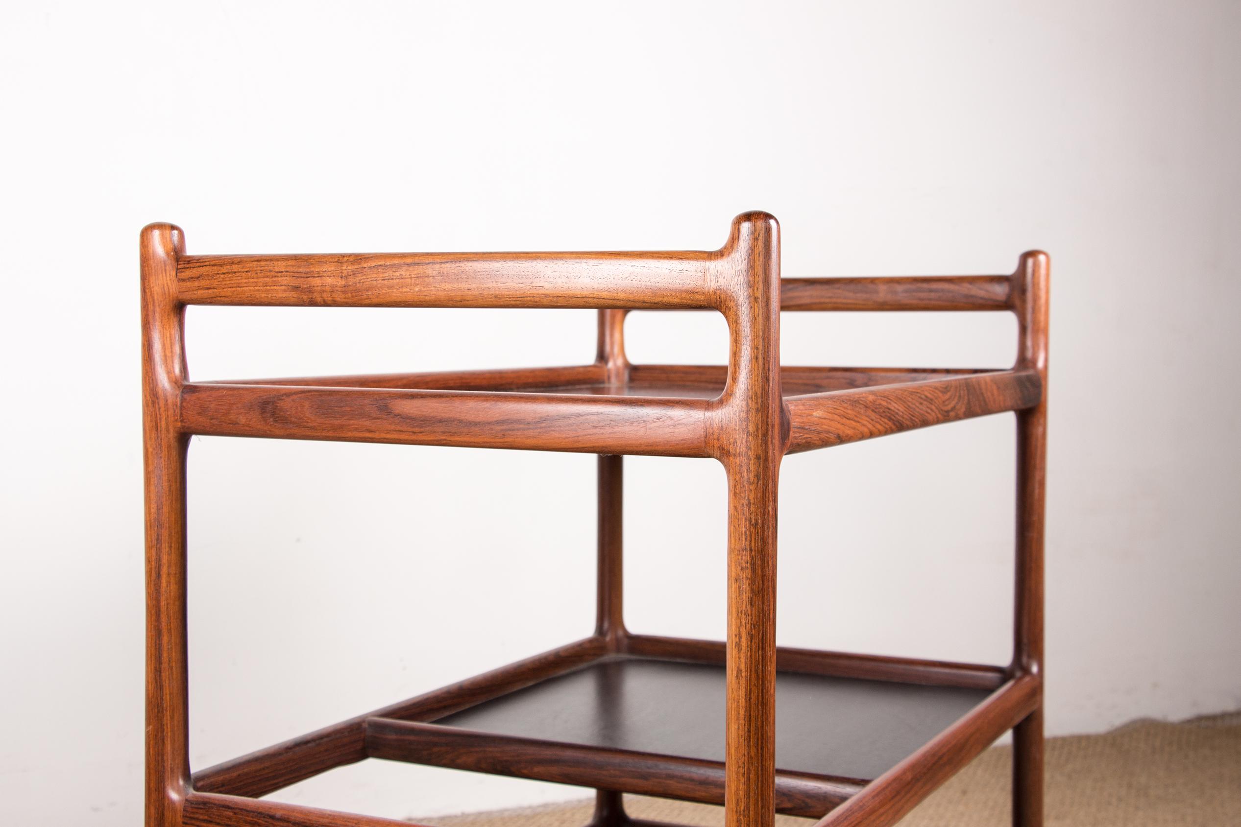 Danish Serving Trolley, 3 Levels, Rosewood, Johannes Andersen for Silkeborg 1960 3