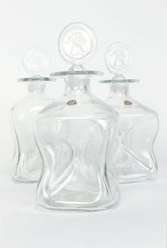Danish Set of 3 Decanter Kluk Kluk by Jacob Bang for Kastrup, 1950s