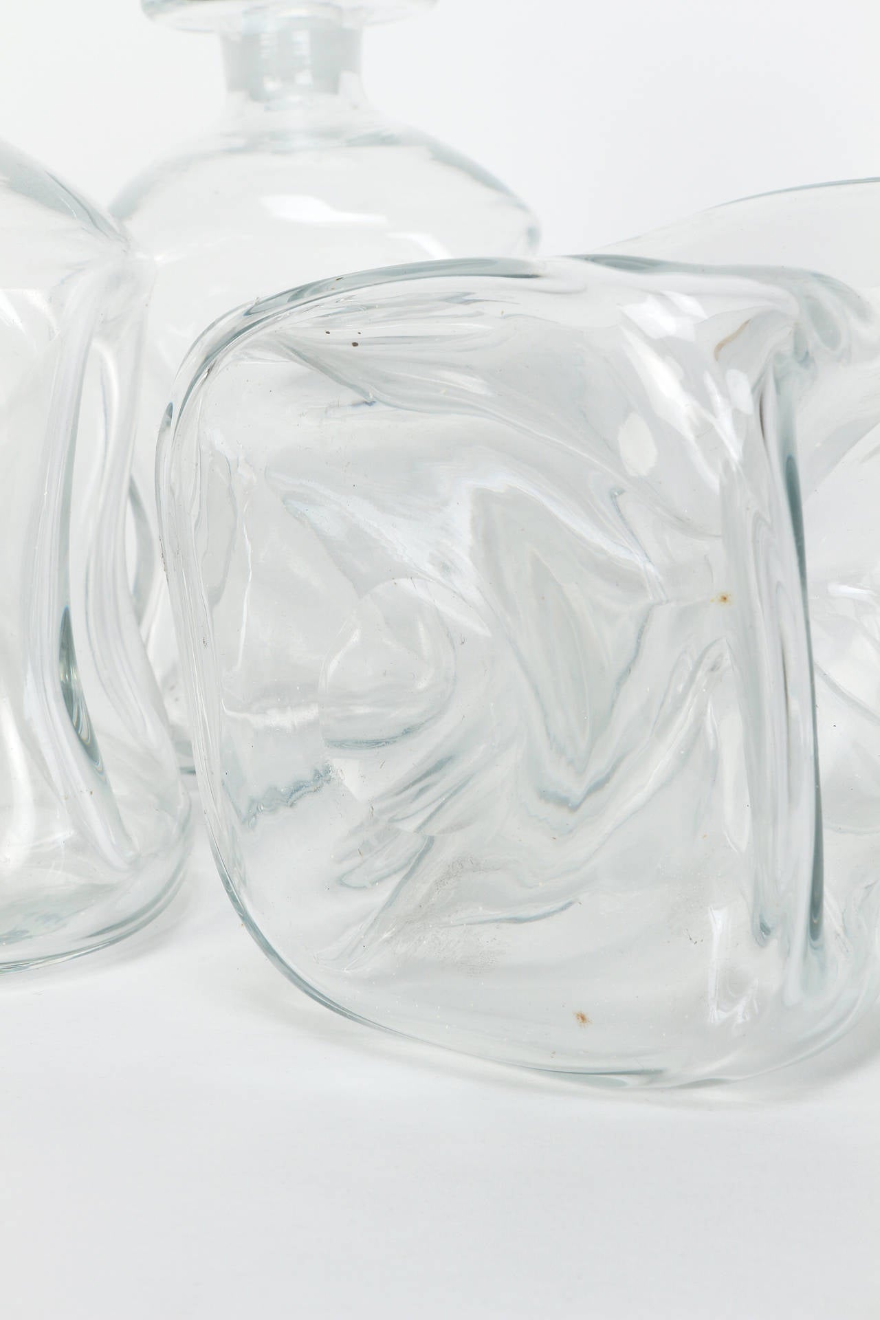 Glass Danish Set of 3 Decanter Kluk Kluk by Jacob Bang for Kastrup, 1950s For Sale