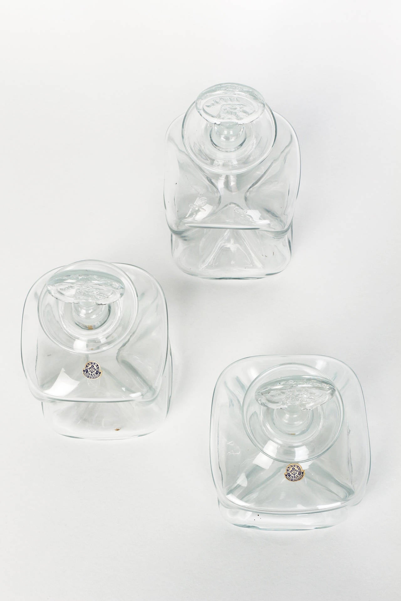 Danish Set of 3 Decanter Kluk Kluk by Jacob Bang for Kastrup, 1950s For Sale 3
