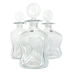 Danish Set of 3 Decanter Kluk Kluk by Jacob Bang for Kastrup, 1950s