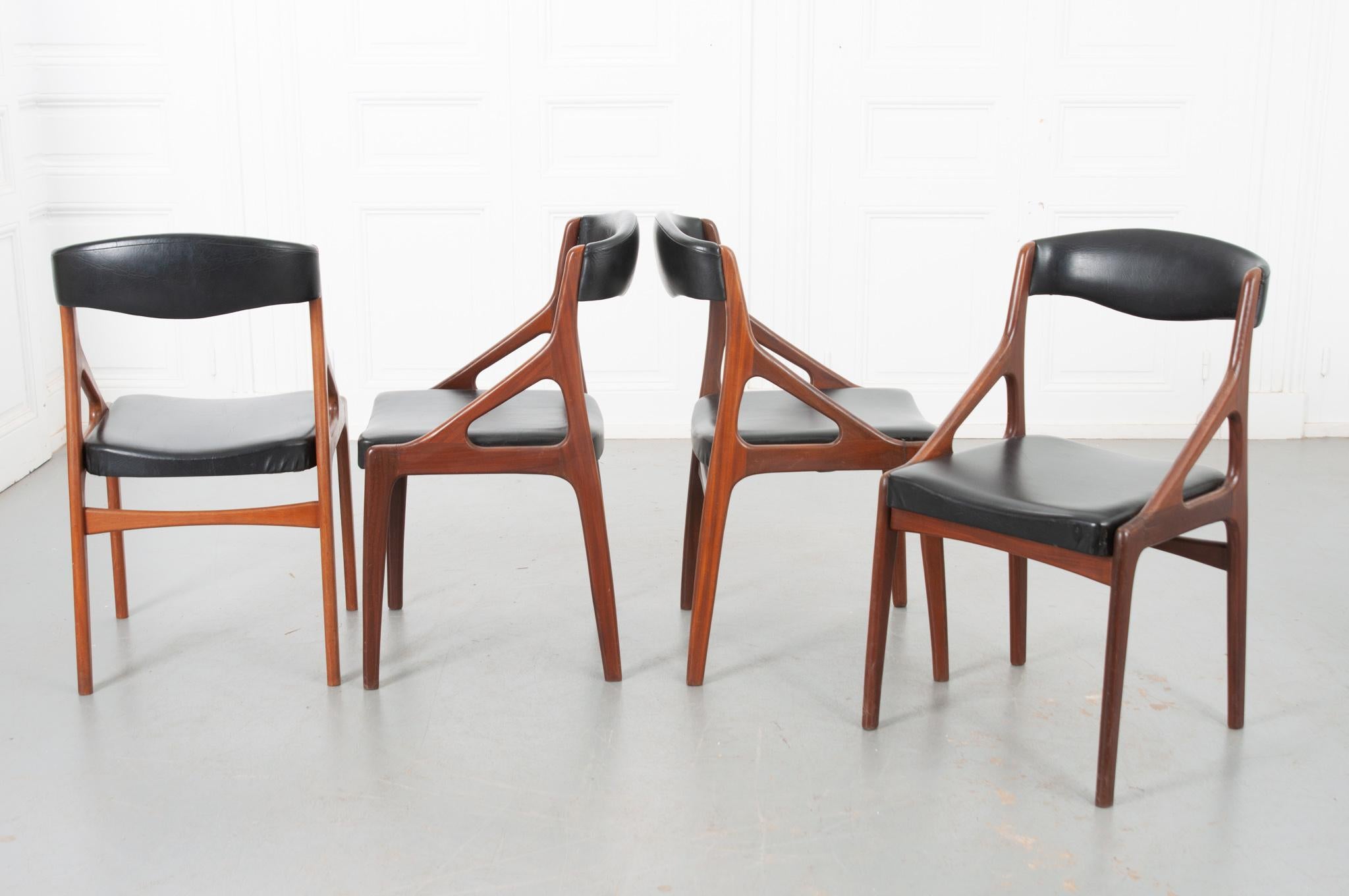 Fabric Danish Set of 4 Mid Century Dining Chairs