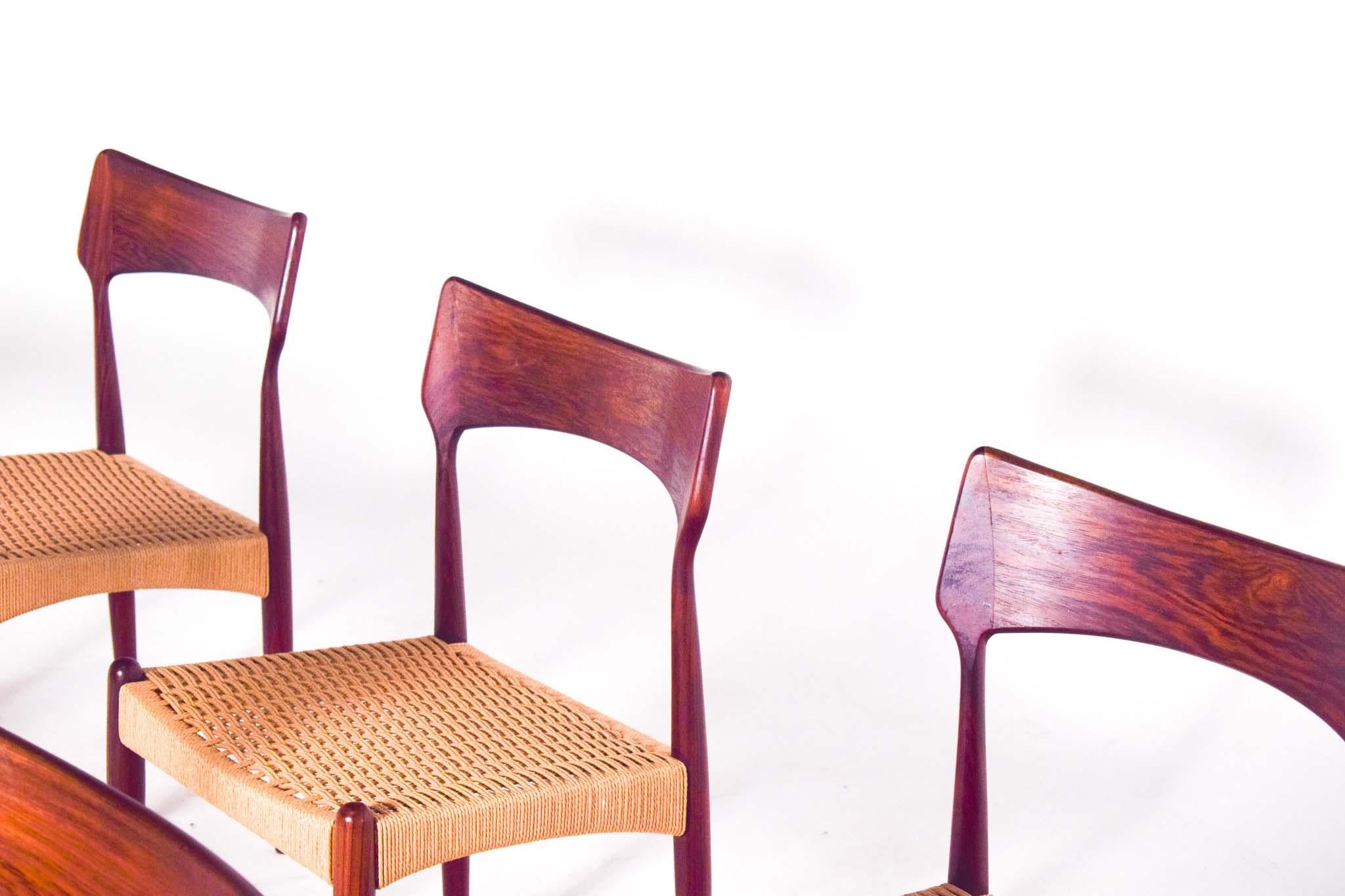 Mid-20th Century Danish Set of 6 Dining Chairs Produced by Bernhard Pedersen & Son, 1960s For Sale