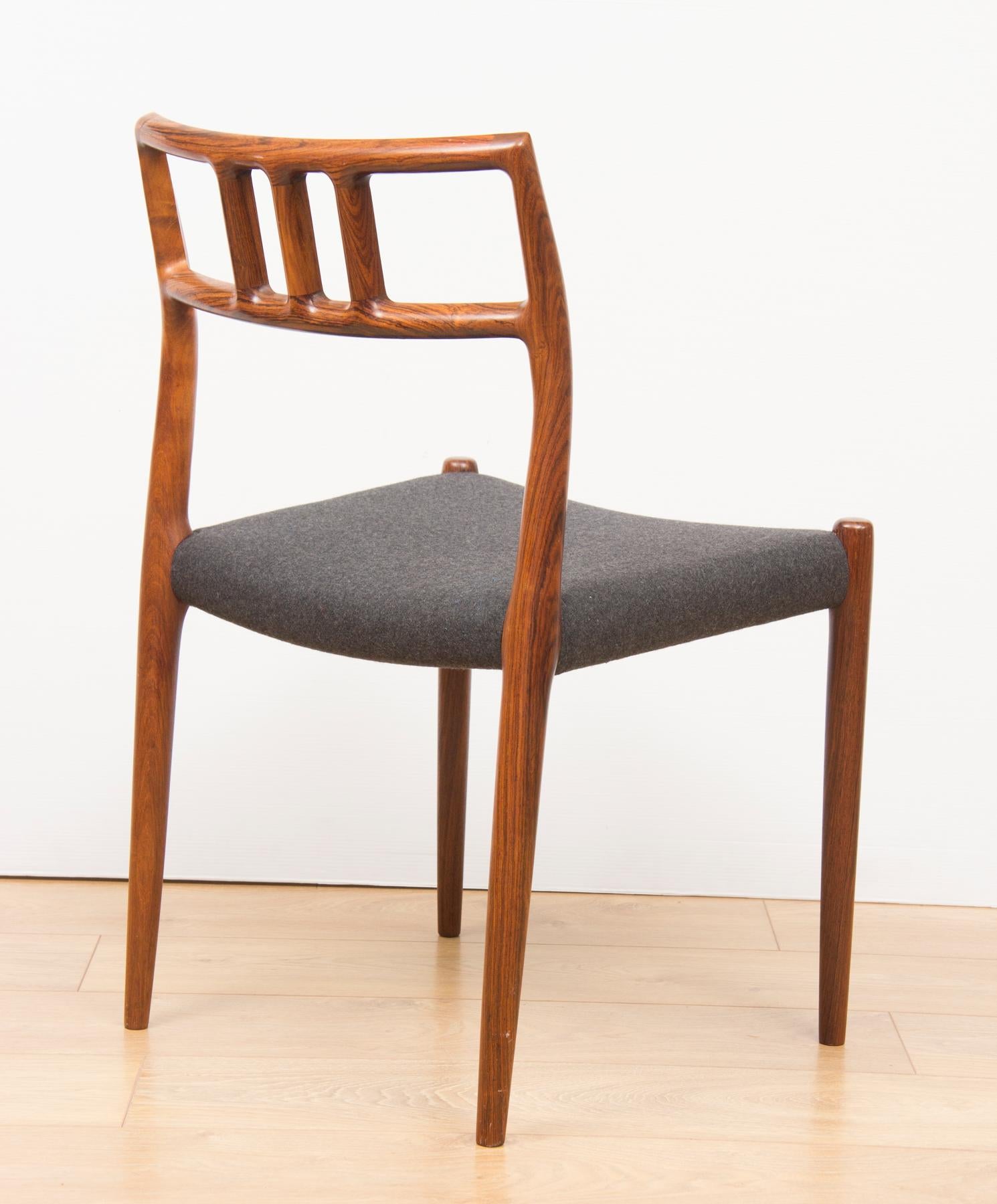 Mid-20th Century Danish Set of 6 Model 79 Chairs by Neils Otto Moller for J L Moller, circa 1960