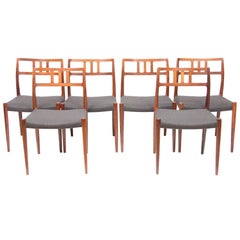 Danish Set of 6 Model 79 Chairs by Neils Otto Moller for J L Moller, circa 1960