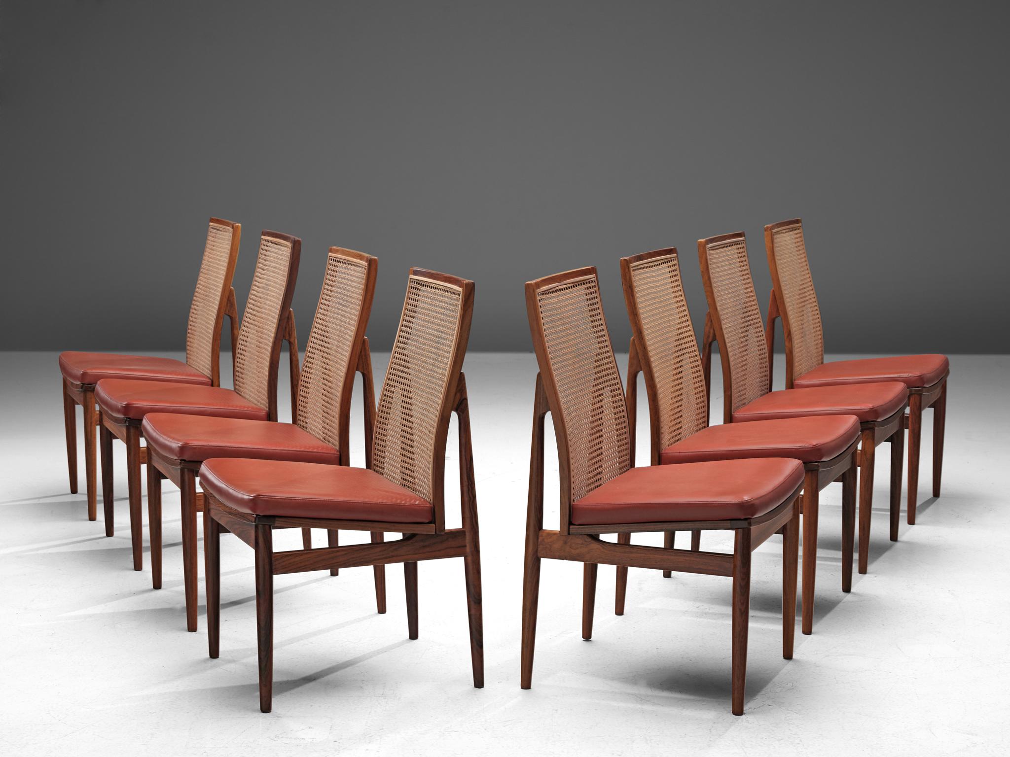 Scandinavian Modern Danish Set of Eight Dining Chairs Fully Restored and Reupholstered