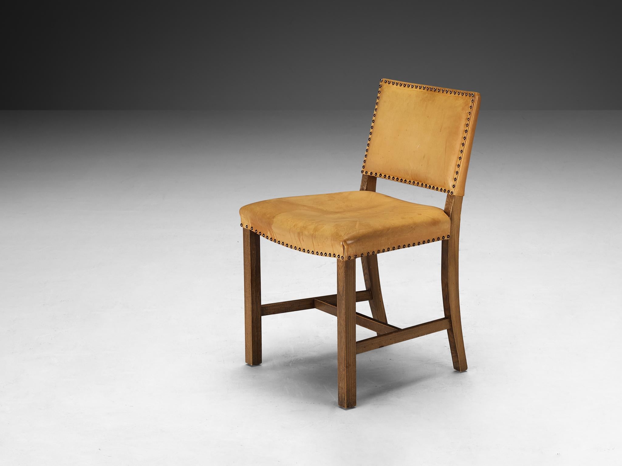 Danish Set of Eight Dining Chairs in Leather and Elm  For Sale 5