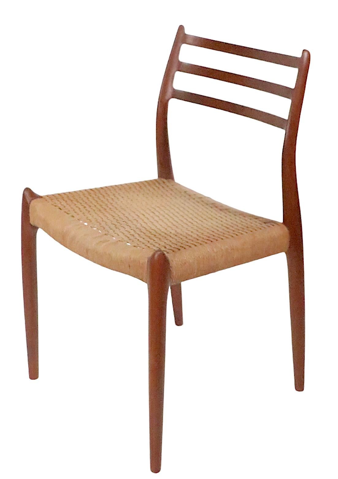 Danish Set of Eight Teak Dining Chairs by Neils Moller / J.L.Moller, circa 1960s For Sale 4