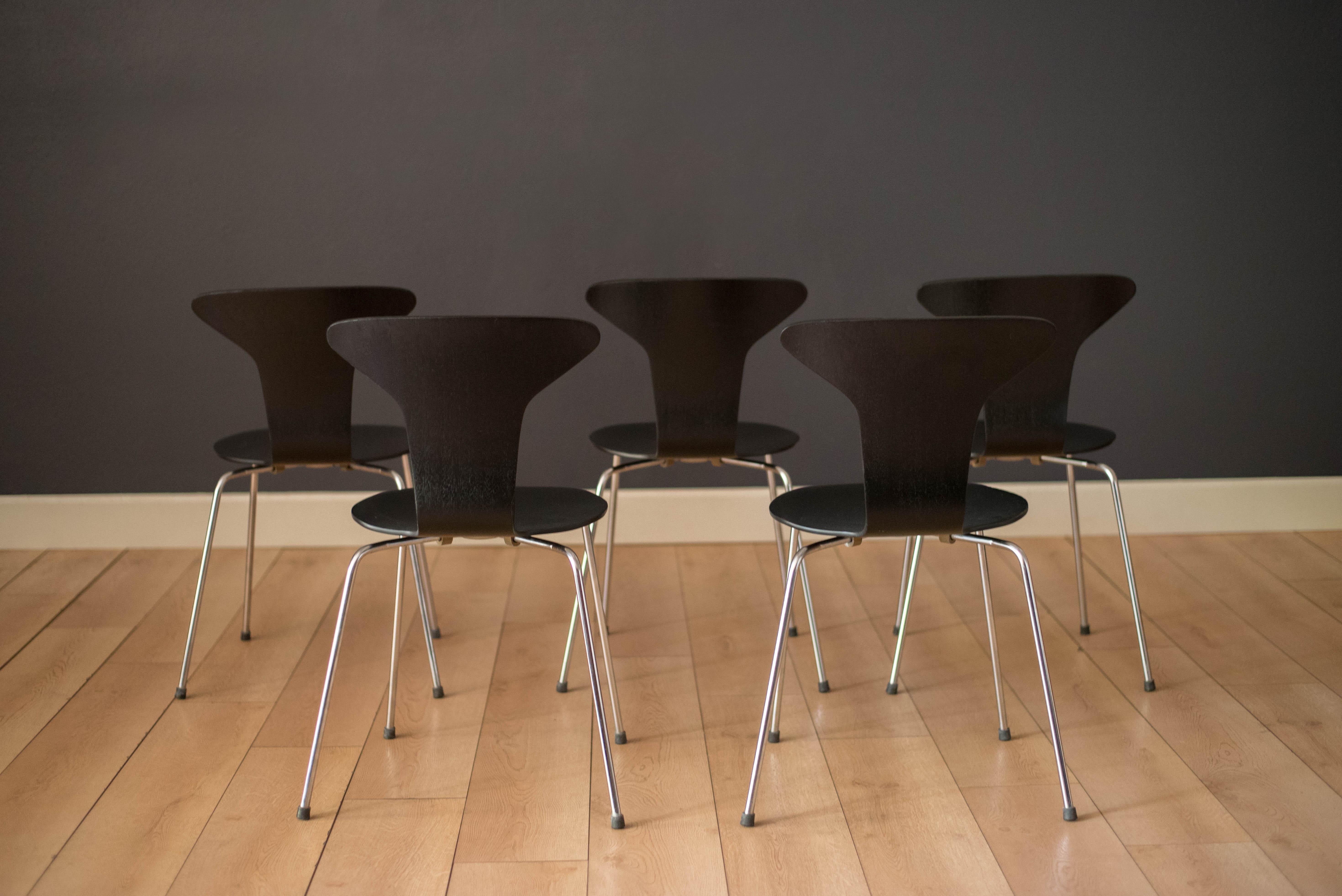 Chrome Danish Mosquito Munkegård Dining Chairs by Arne Jacobsen