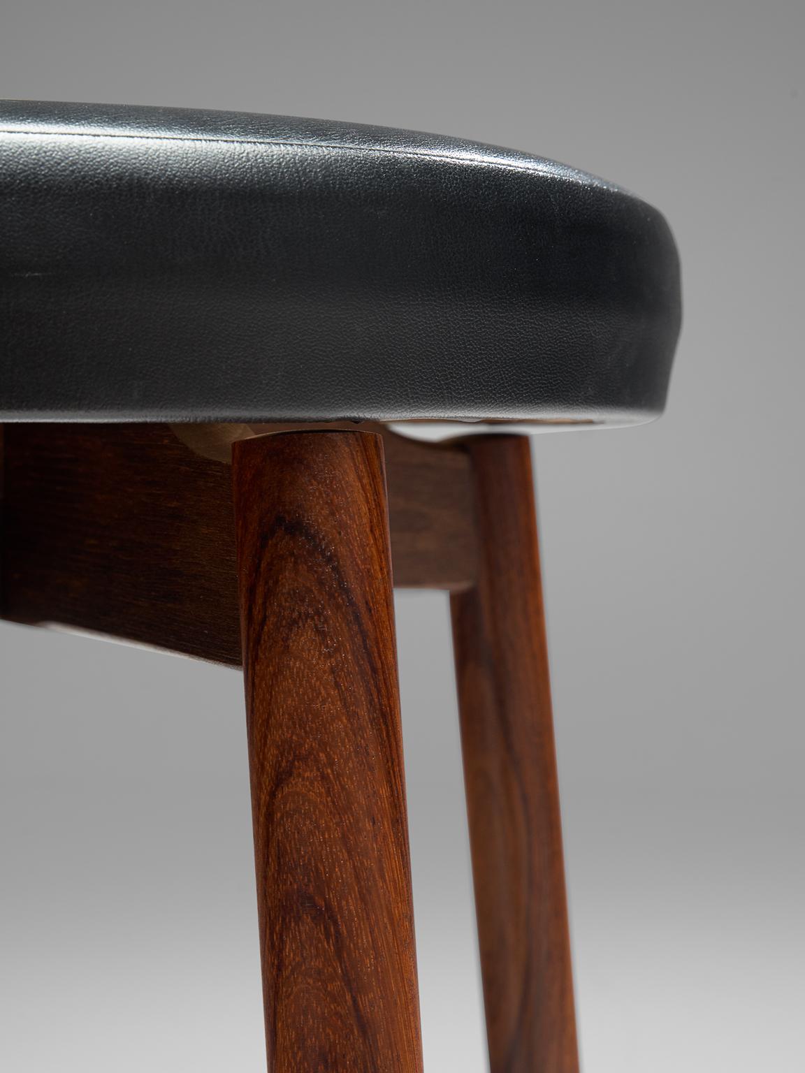 Mid-20th Century Danish Set of Four Barstools in Rosewood by Hugo Frandsen