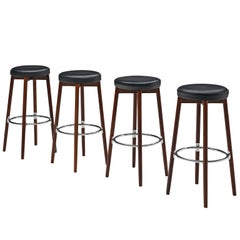 Danish Set of Four Barstools in Rosewood by Hugo Frandsen