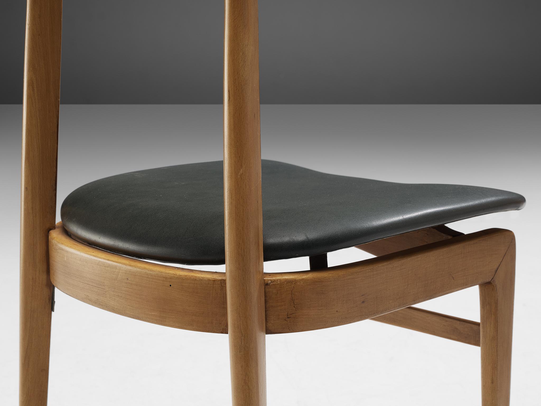 Mid-20th Century Danish Set of Four Danish Sculptural Chairs in Blonde Wood For Sale