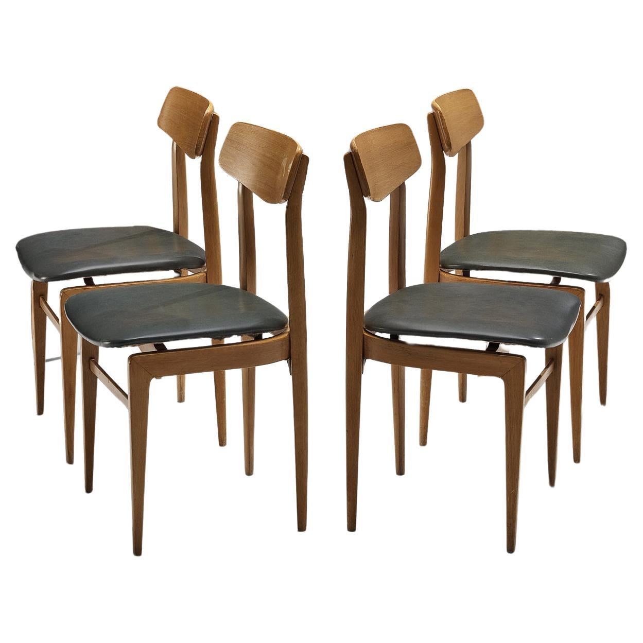 Danish Set of Four Danish Sculptural Chairs in Blonde Wood