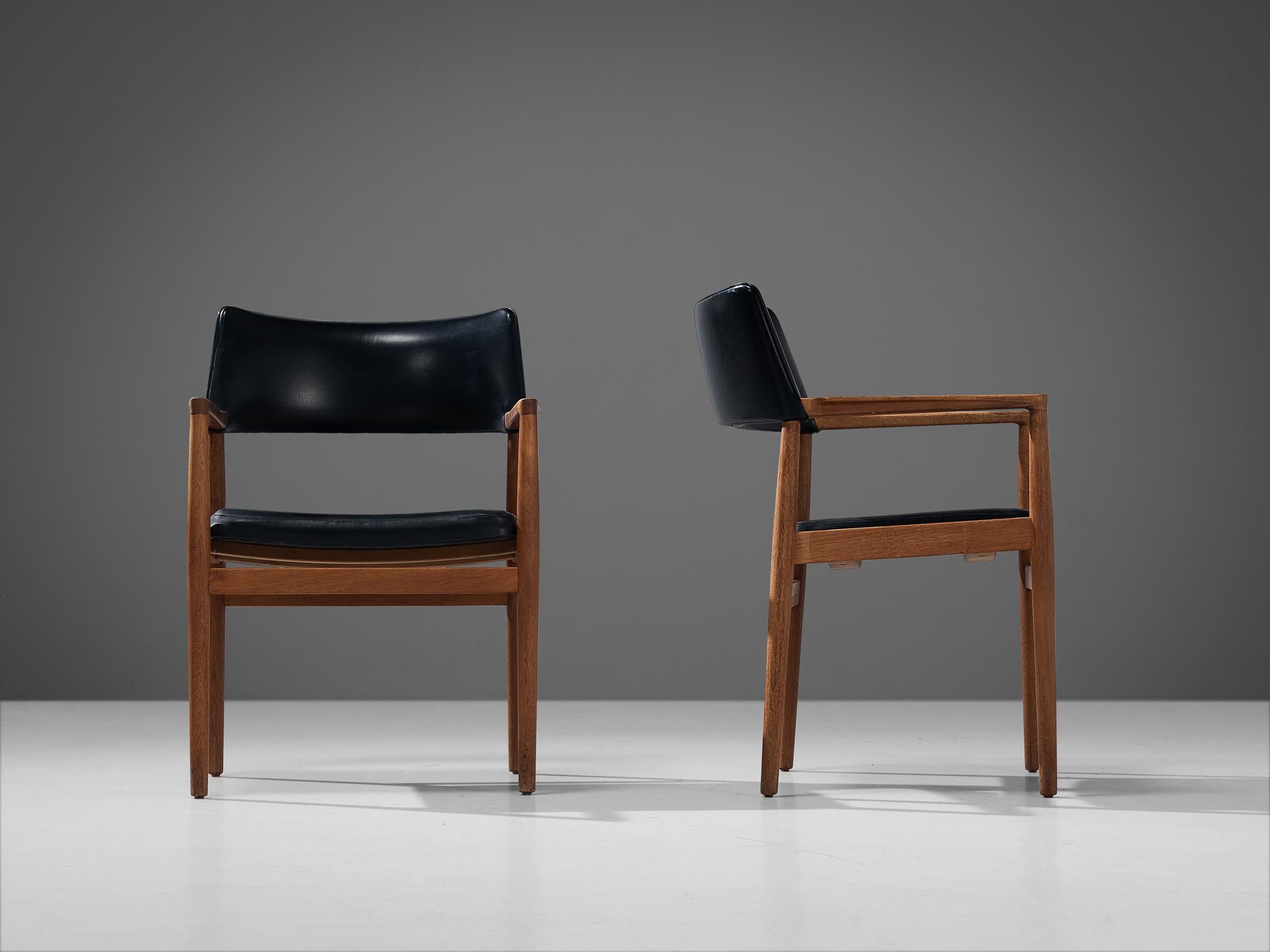Danish Set of Four Dining Chairs in Black Leatherette and Teak For Sale 8