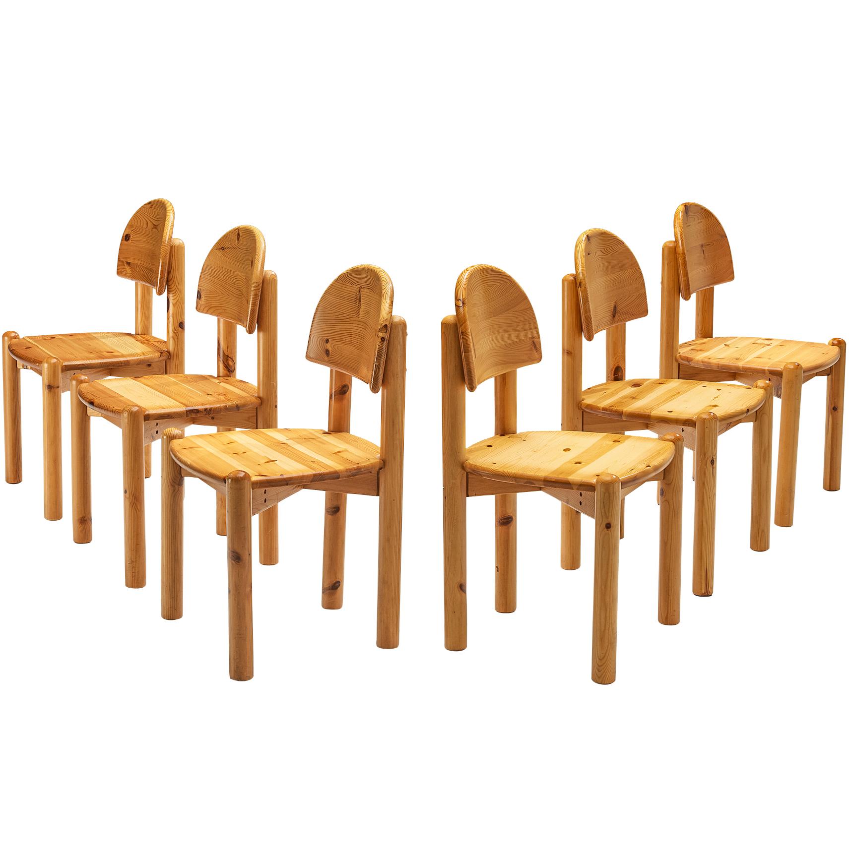 Danish Set of Six Chairs in Solid Pine For Sale