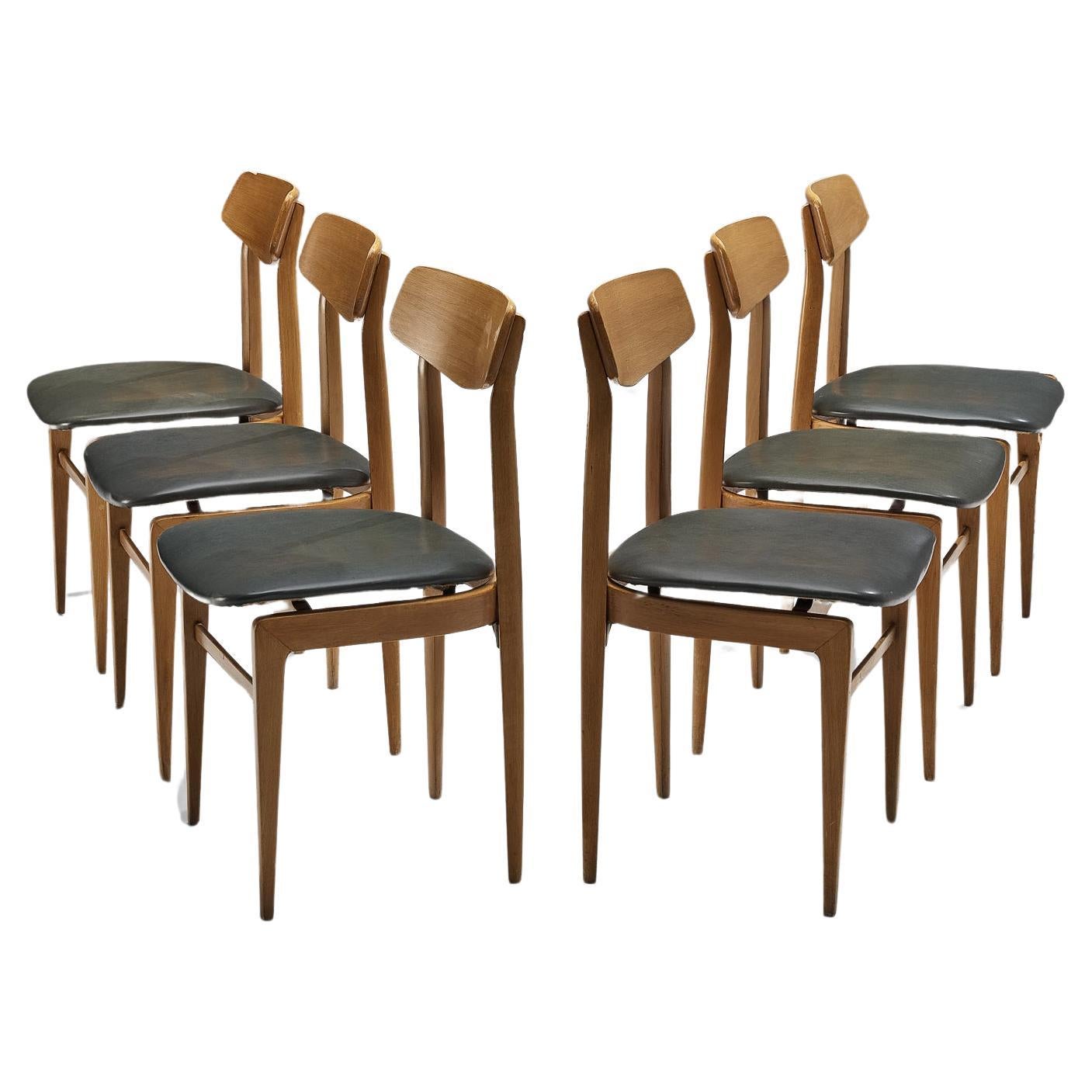 Danish Set of Six Danish Sculptural Chairs in Blonde Wood