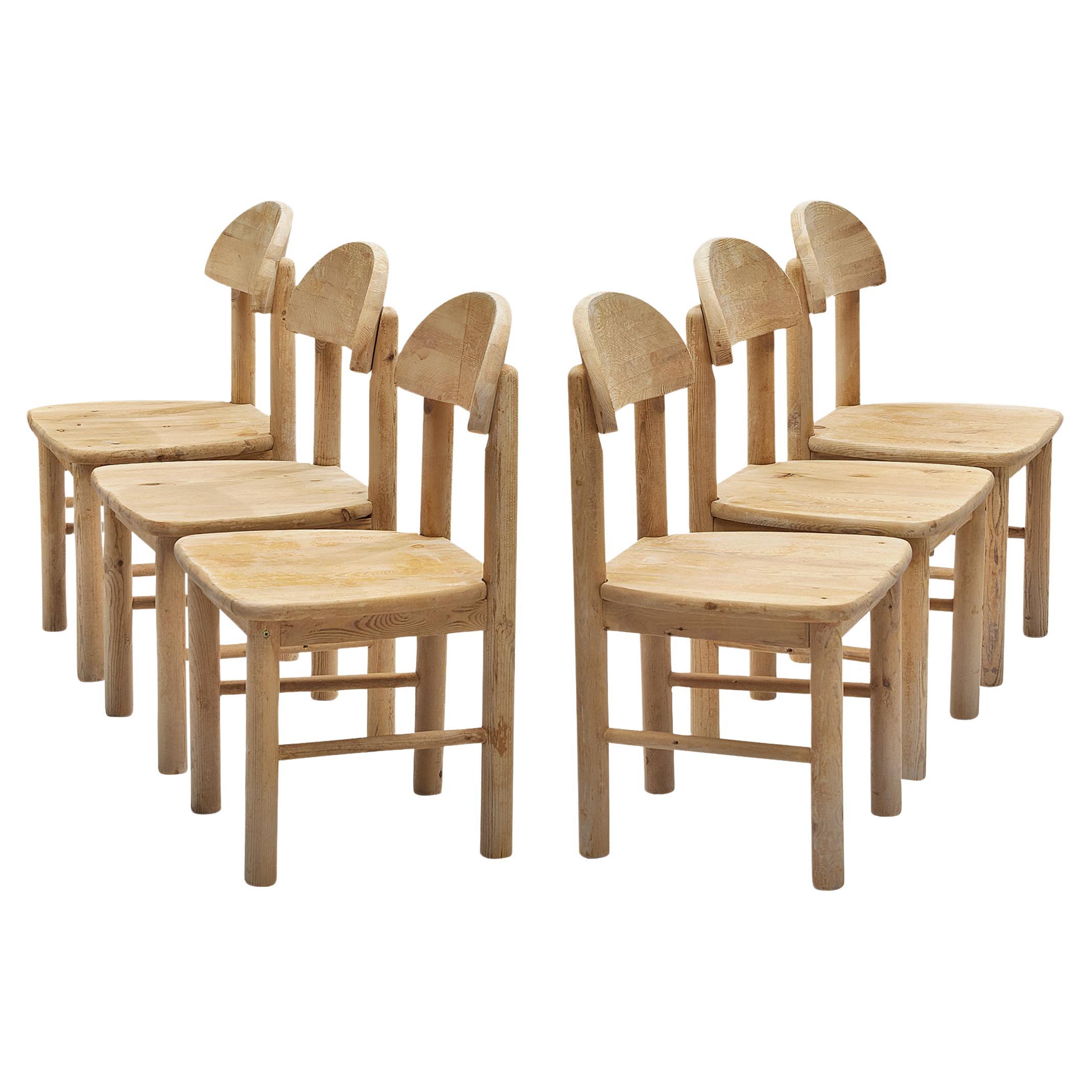 Danish Set of Six Dining Chairs in Solid Pine