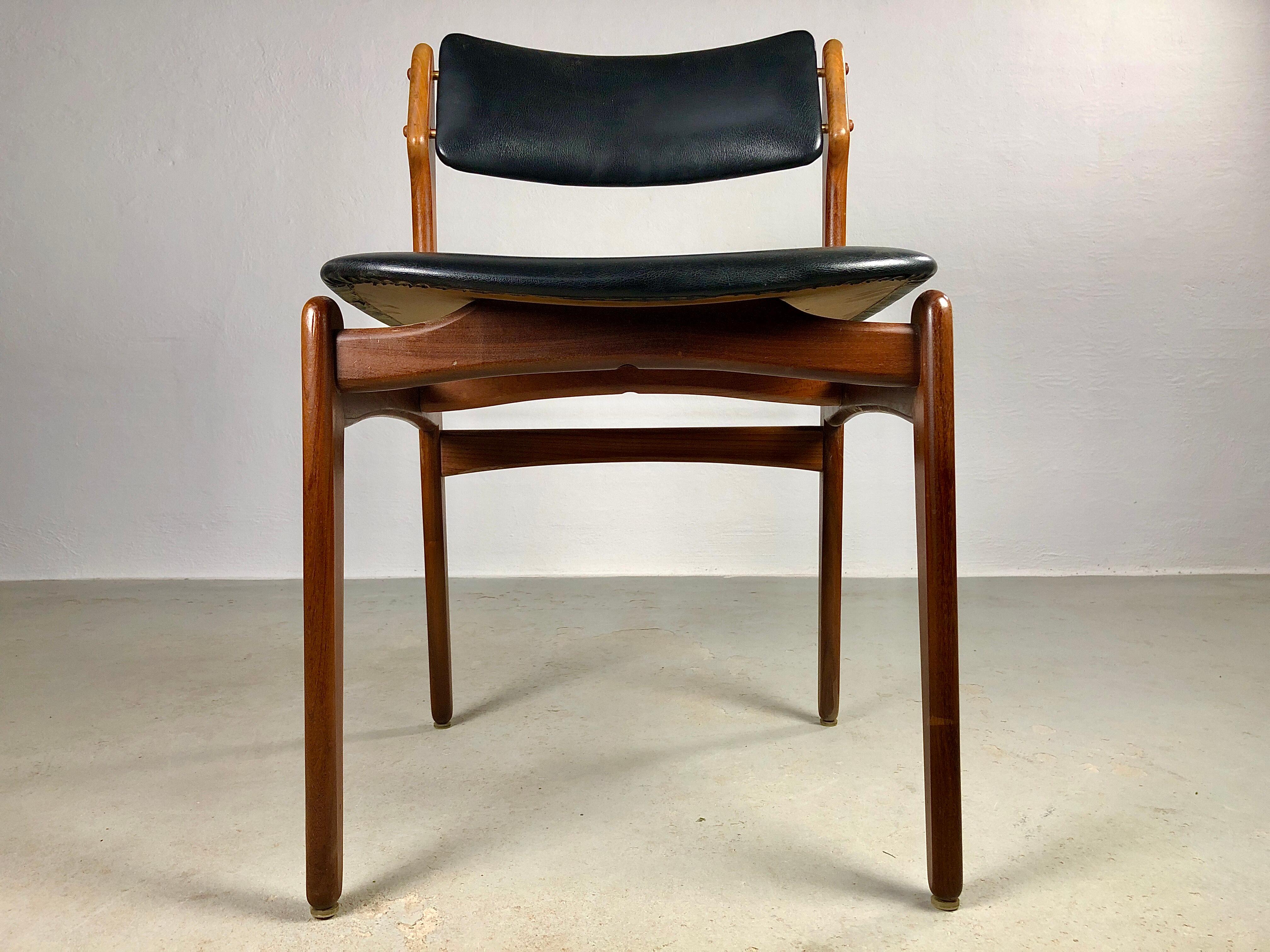 Danish Set of Six Fully Restored and Reupholstered Erik Buch Teak Dining Chairs For Sale 5