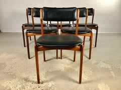 Danish Set of Six Fully Restored and Reupholstered Erik Buch Teak Dining Chairs