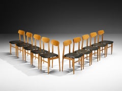 Danish Set of Ten Danish Sculptural Chairs in Blonde Wood