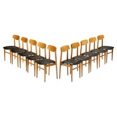 Danish Set of Ten Danish Sculptural Chairs in Blonde Wood