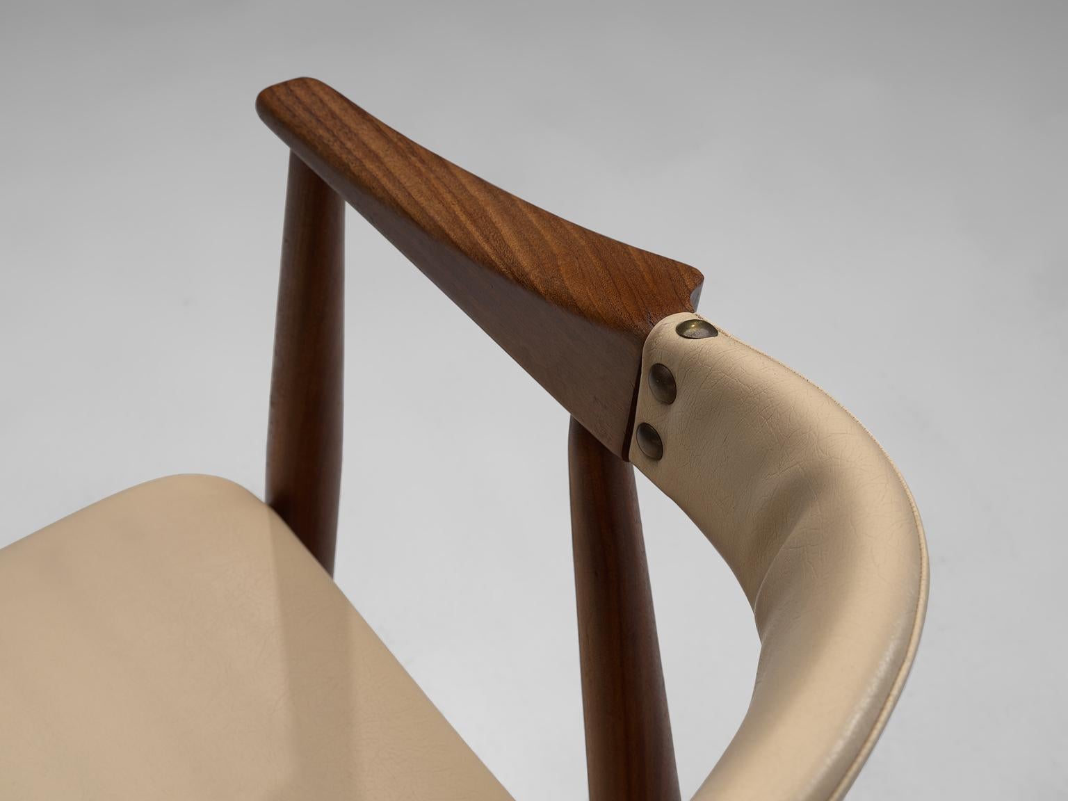 Brass Danish Set of Walnut Dining Chairs