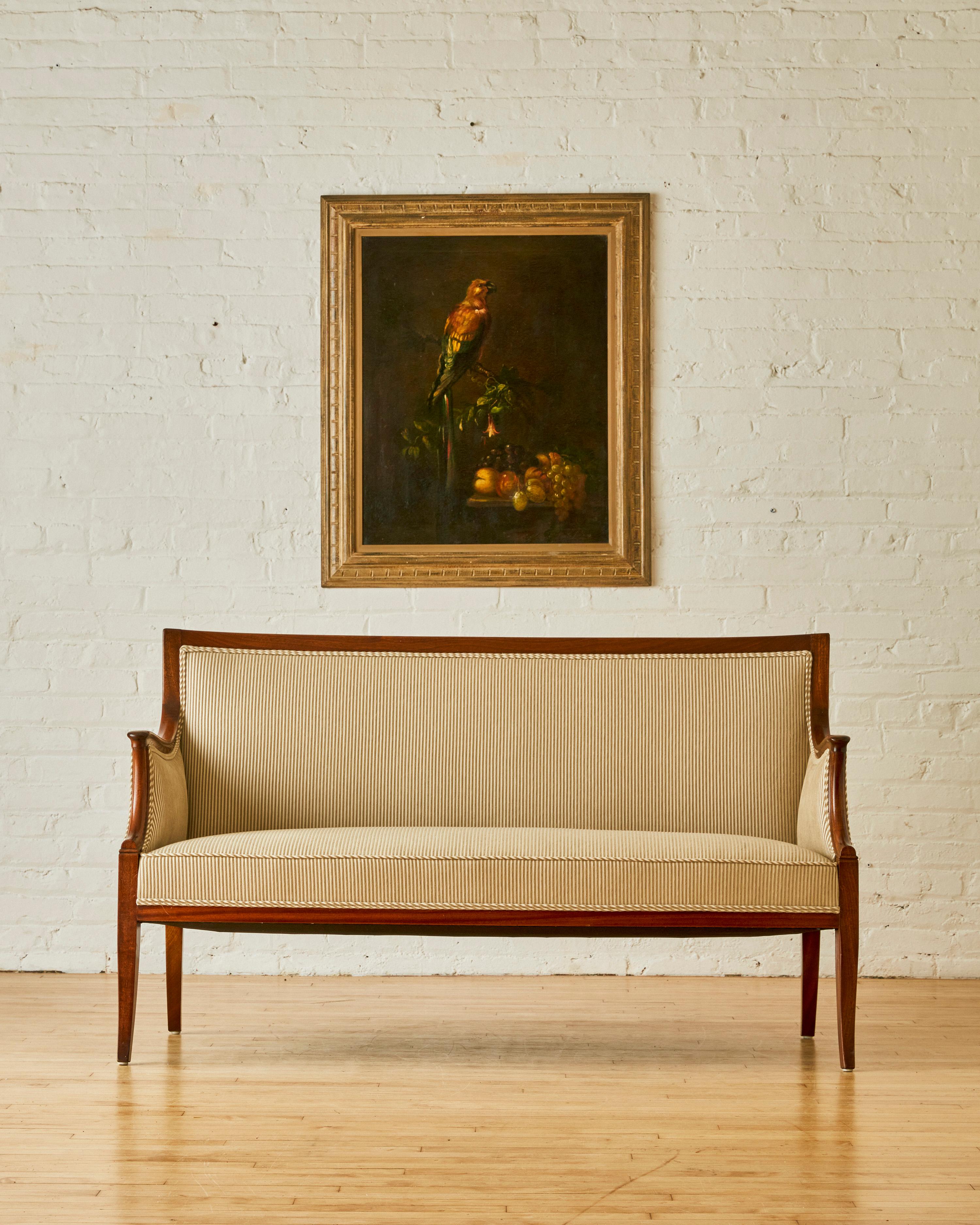 Danish Sette by Frits Henningsen, newly reupholstered in Rebelli - Leonia, Corda/Rope fabric with a mahogany wood frame. 

Frits Henningsen was a Danish furniture designer and cabinet maker who achieved high standards of quality with exclusively