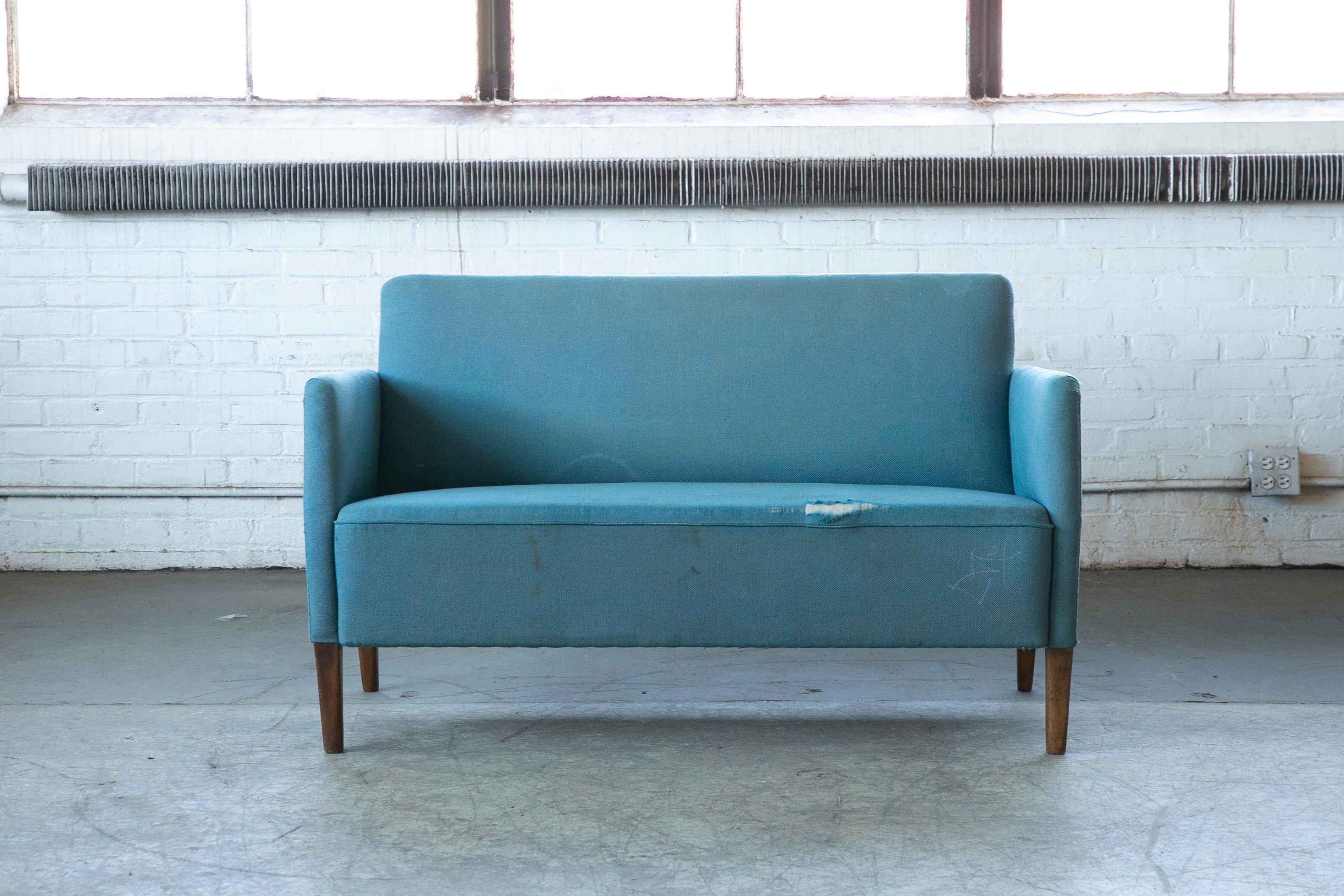 Mid-Century Modern Danish Settee Ca 1950's in the Style of Orla Mølgaard-Nielsen For Sale