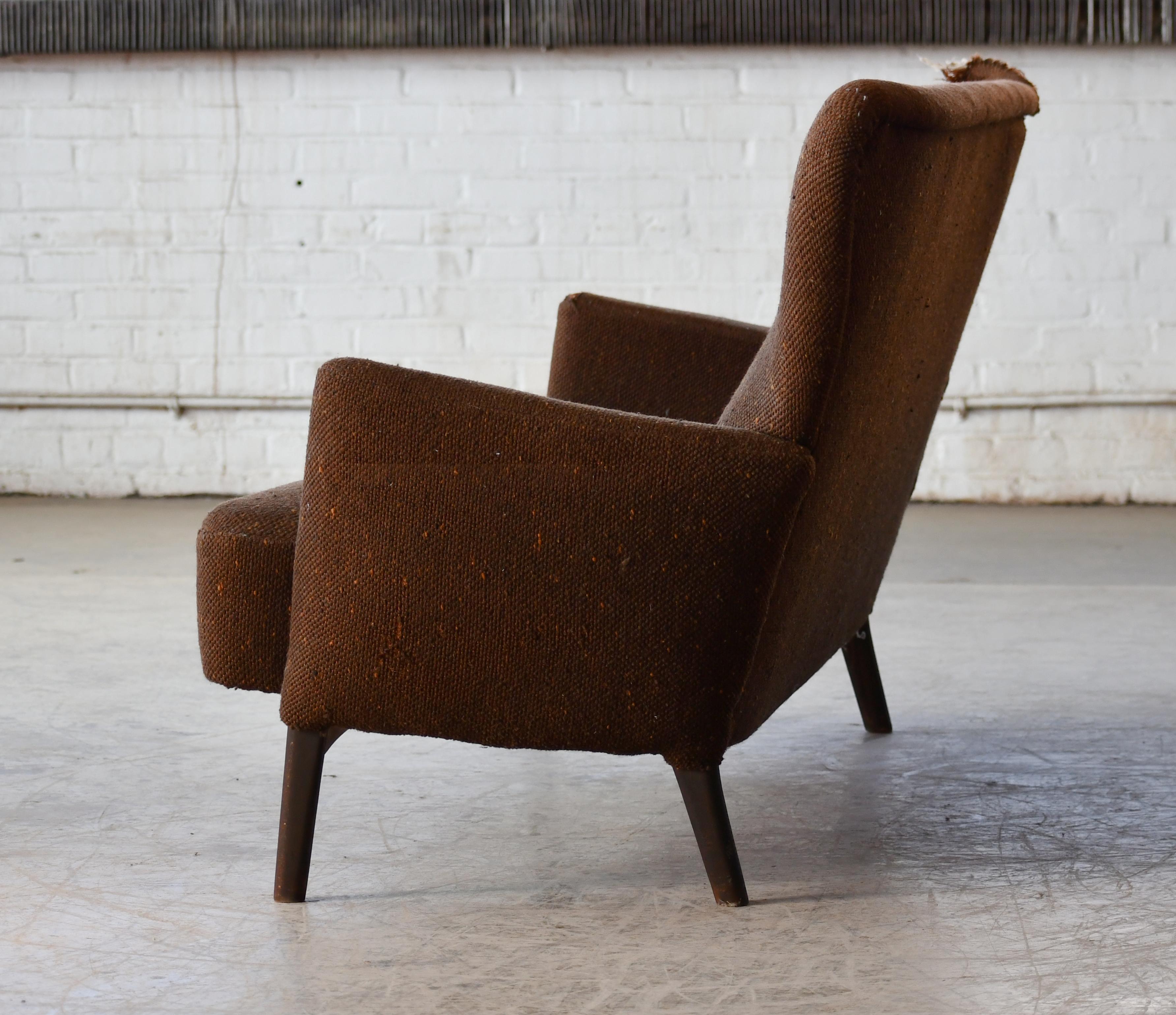 Danish Settee from Mid-1950's in Beech and Wool by Fritz Hansen For Sale 2