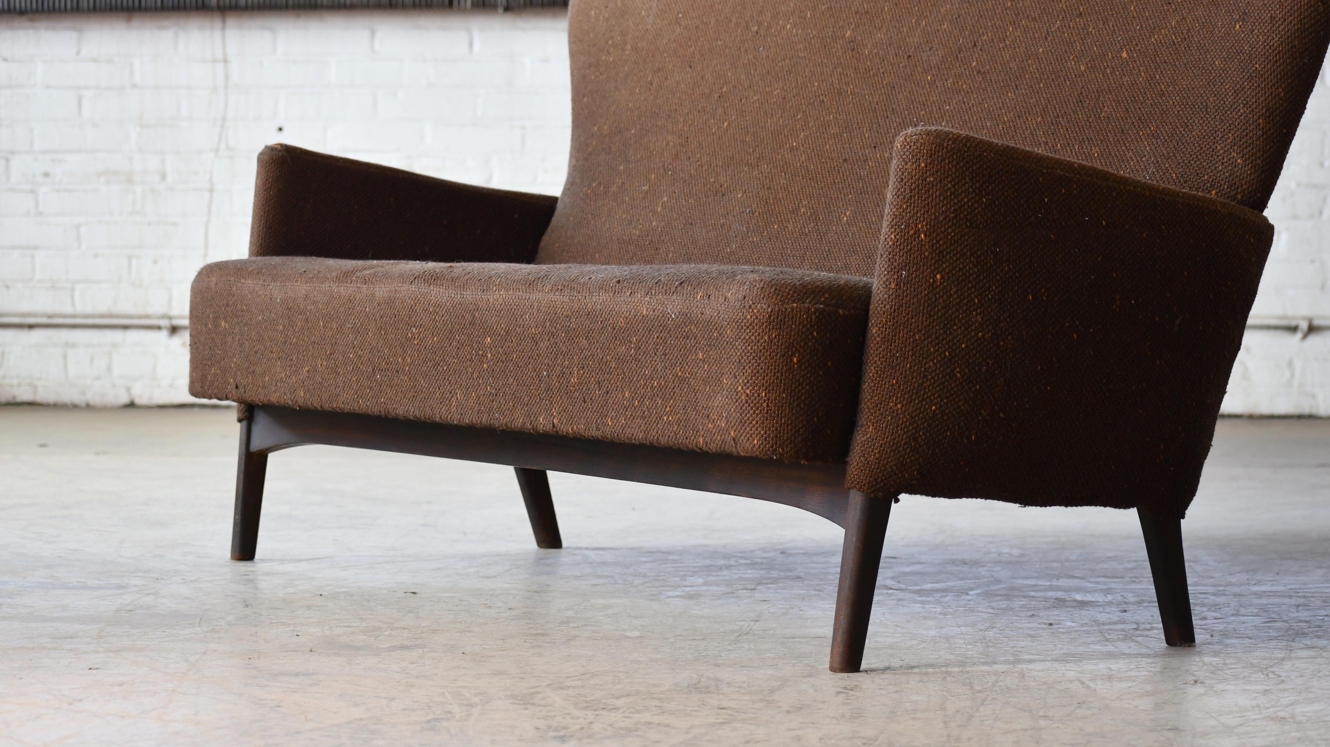 Danish Settee from Mid-1950's in Beech and Wool by Fritz Hansen For Sale 3