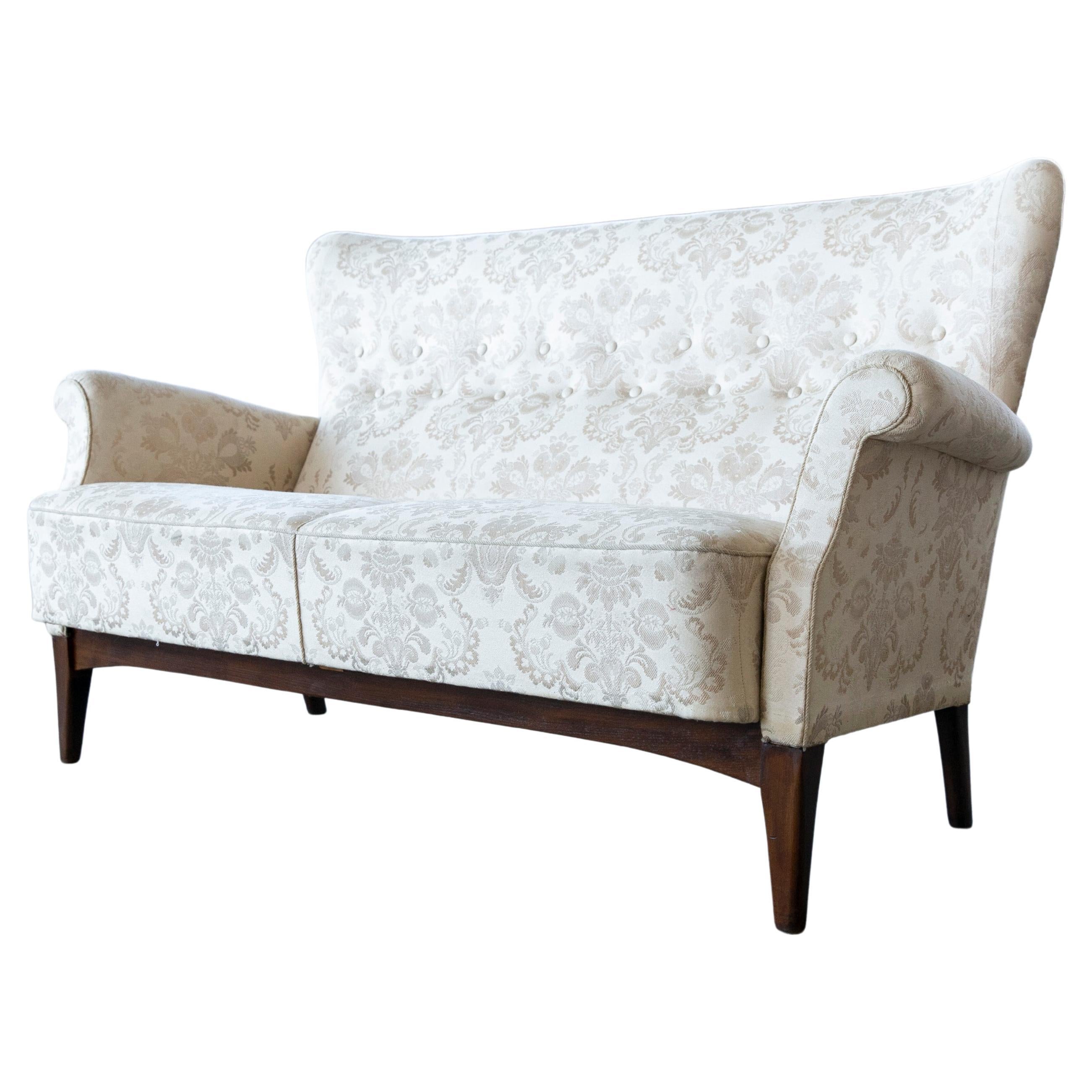  Dänische Couch aus der Mitte der 1950er Jahre in Buche und Wolle Fritz Hansen Modell 8112