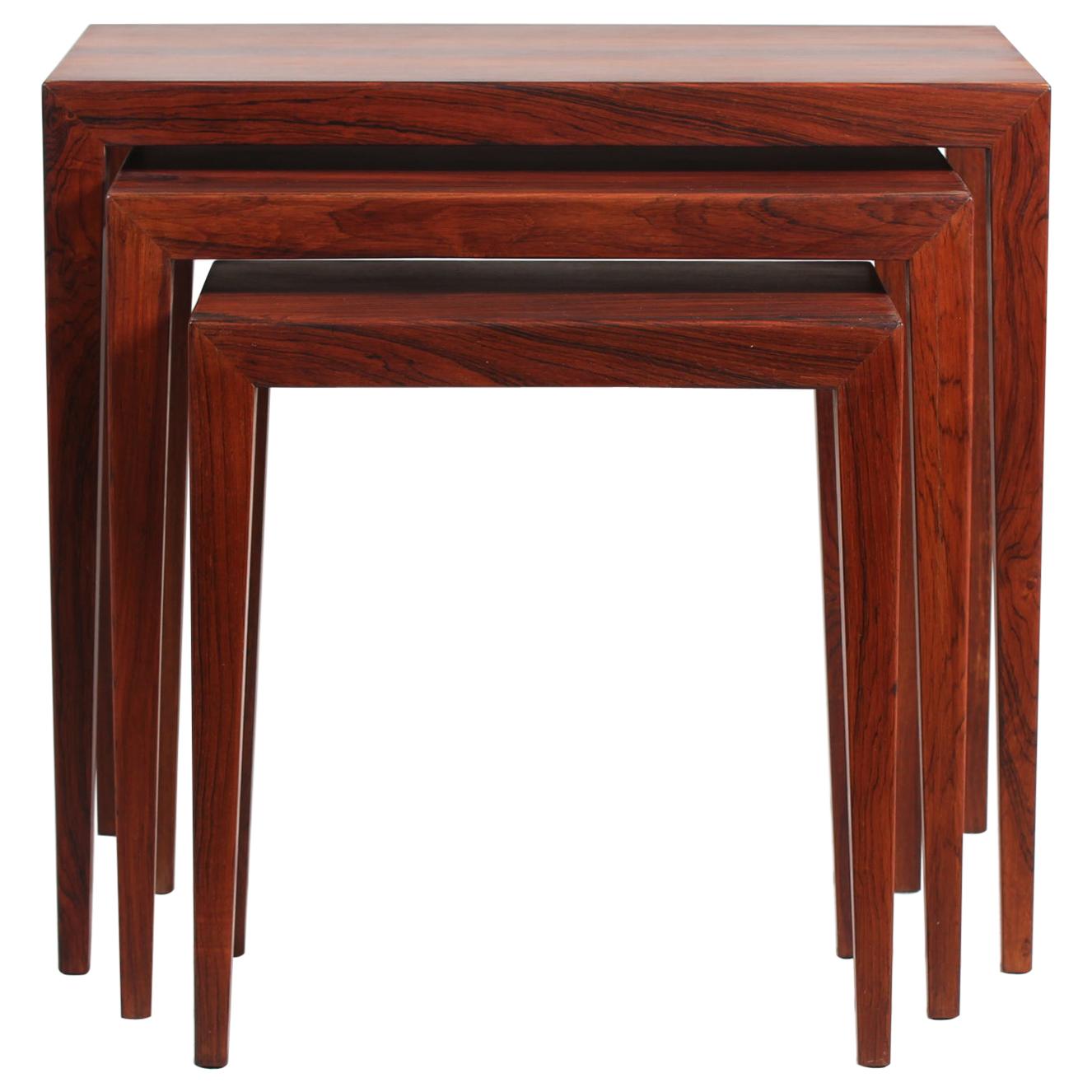 Danish Severin Hansen Jr. Nesting Tables of Rosewood by Haslev Furniture, 1960s