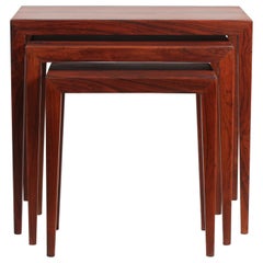 Danish Severin Hansen Jr. Nesting Tables of Rosewood by Haslev Furniture, 1960s
